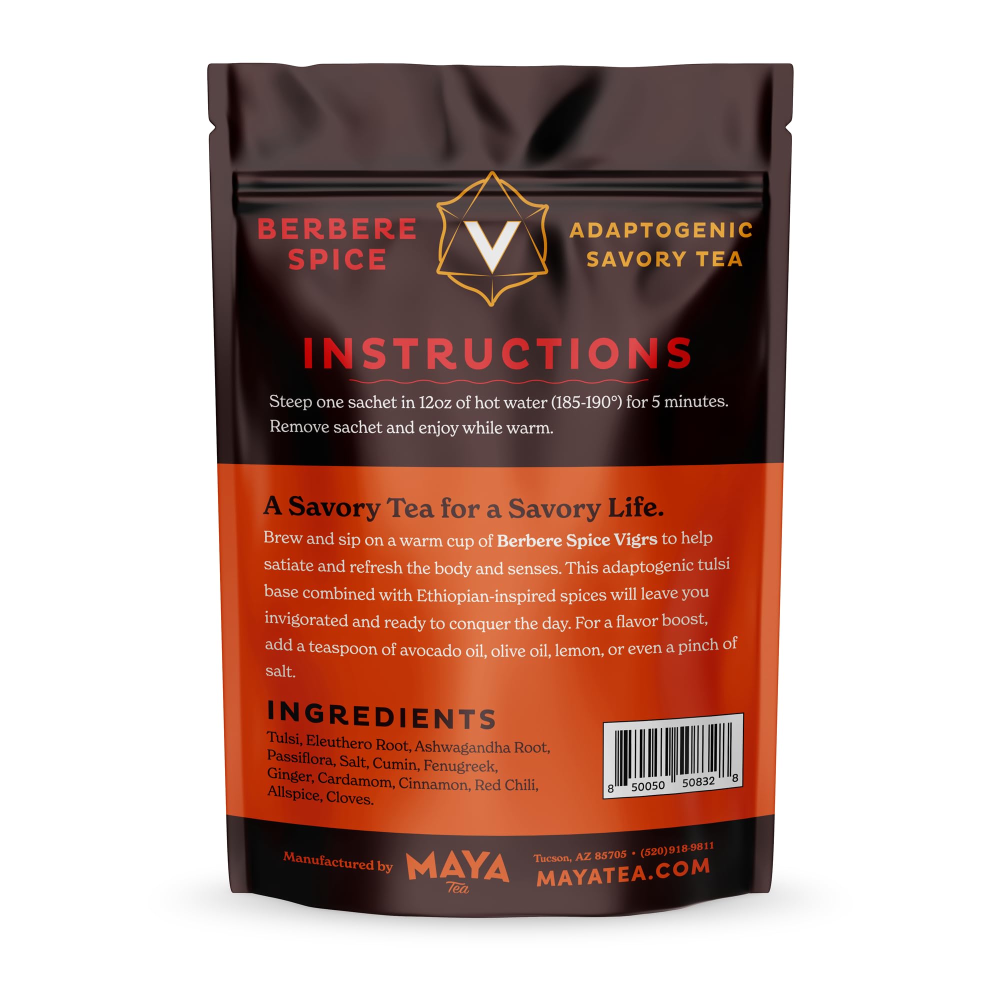Vigrs Adaptogenic Herbal Sipping Broth Sachets - Berbere Spiced Indian Flavor, Vegan, Keto, Gluten Free, 12 Pack | Perfect for Intermittent Fasting, Wellness Rituals & Savory Tea Time