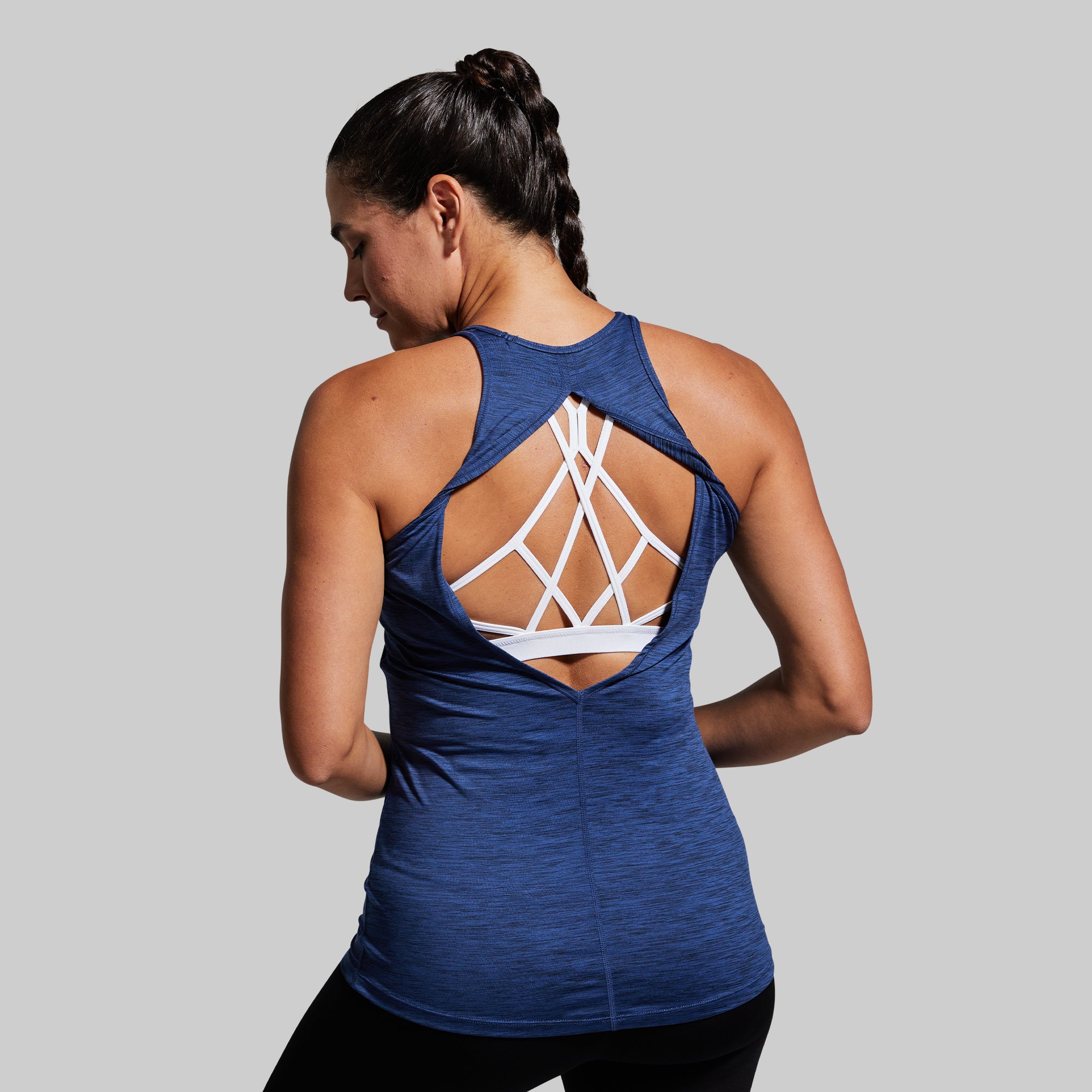 Edge Tank Top for Women - Navy Blue Slim Fit Workout Shirt - Perfect for Gym, Yoga & Casual Wear
