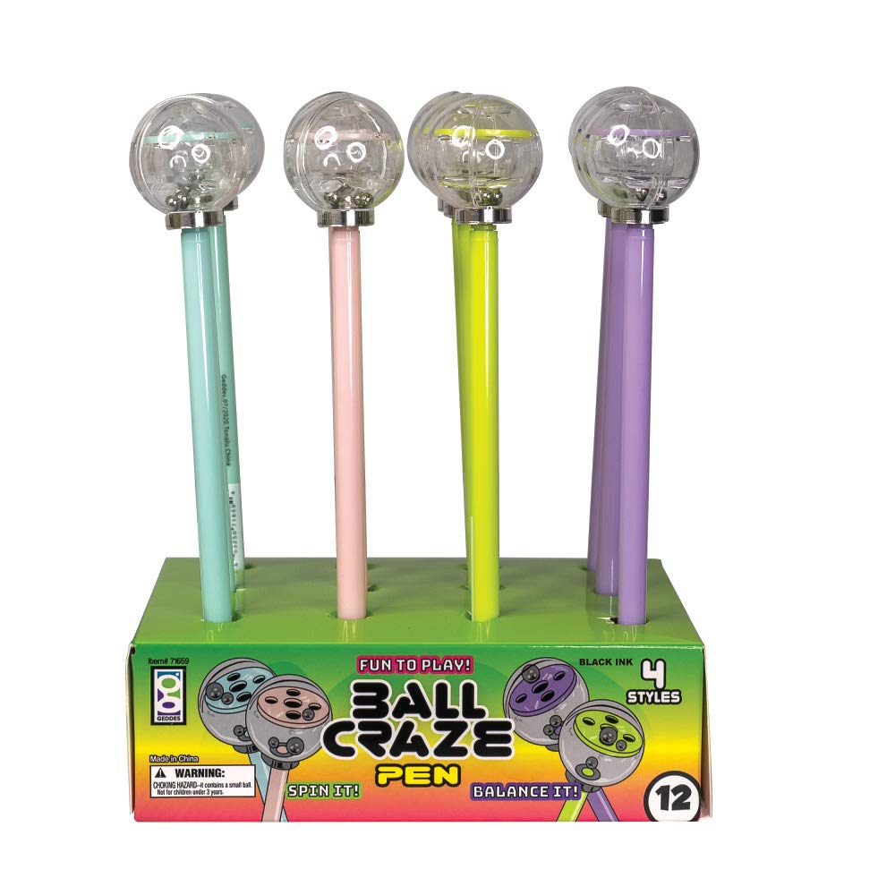 Raymond Geddes Ball Craze Maze Pens - Pack of 12 Fun Stress Relief & Fidget Toys for Office, School, and Home Use