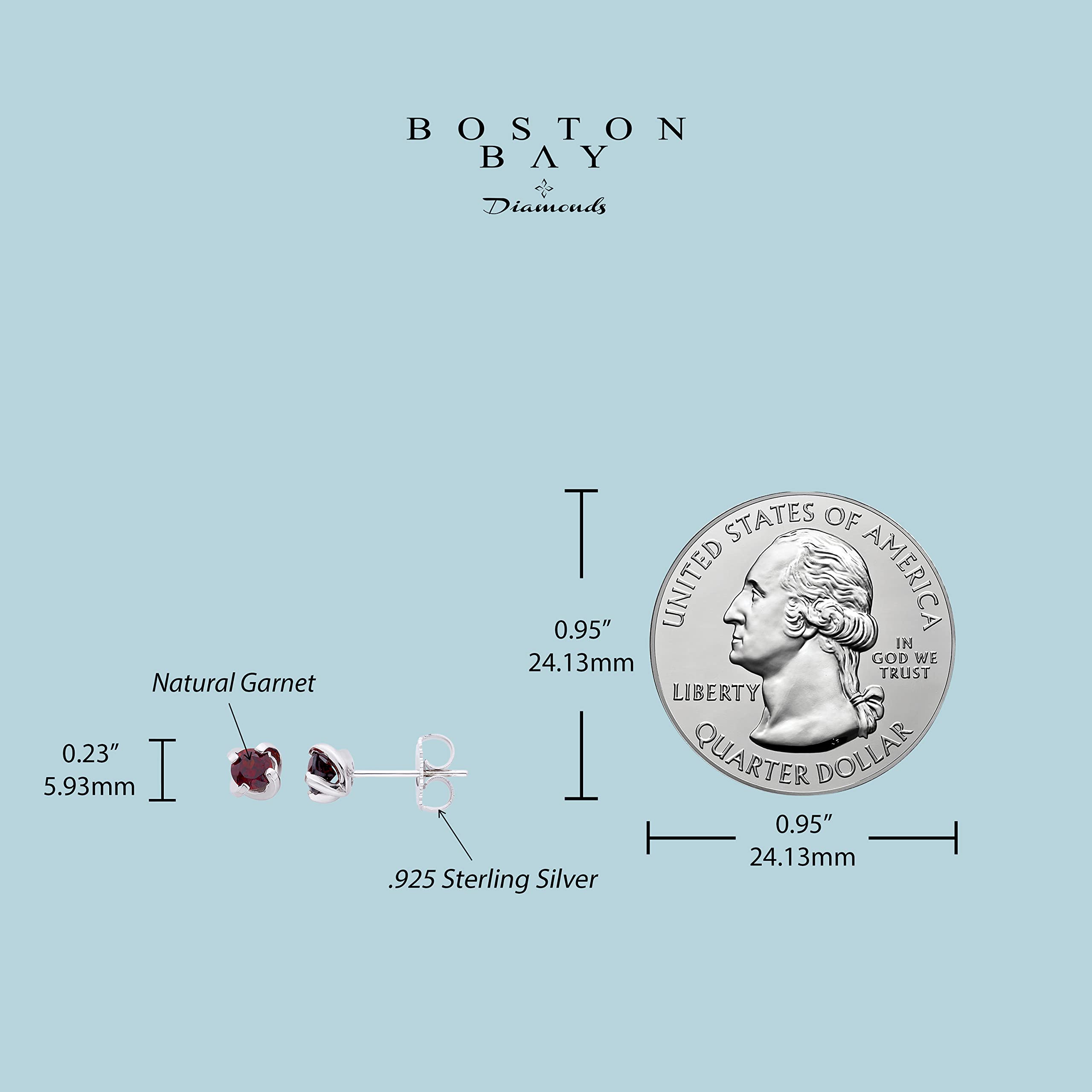 Boston Bay Diamonds Sterling Silver Petite Swirl-Set Birthstone Stud Earrings - Dainty & Elegant Jewelry for Women - Perfect for Birthdays, Anniversaries & Everyday Wear