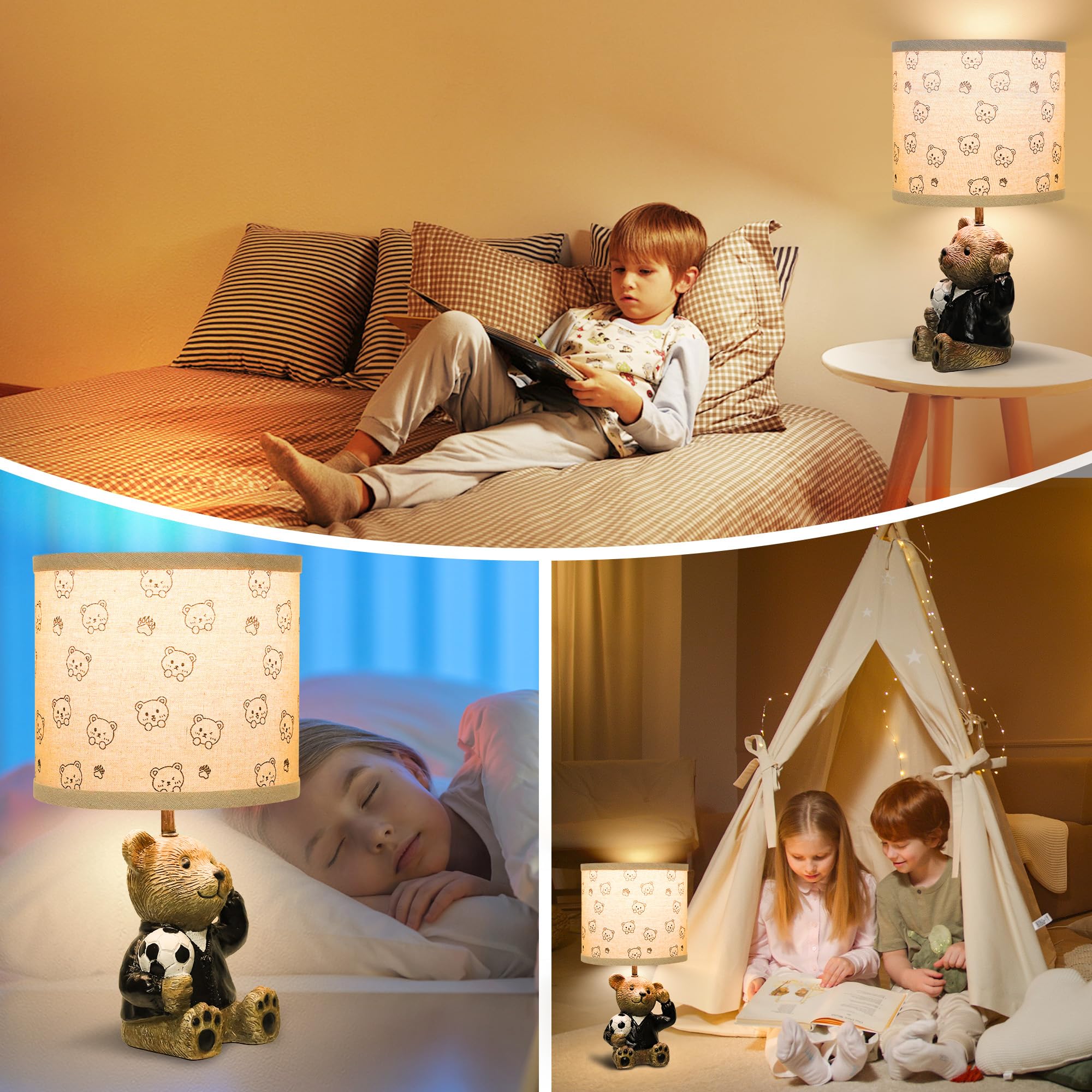 Cute Small Animal Table Lamp for Bedroom - Nightstand & Nursery Lamp for Kids, Mini Desk Lamp with Lampshade for Boys & Girls (Bulb Included, Brown) - Perfect for Bedtime Reading, Study & Decor
