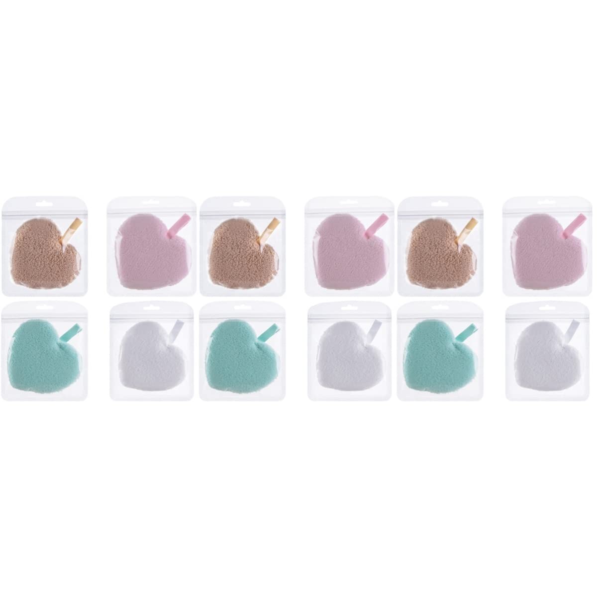 Beaupretty 12 Pcs Heart Shaped Makeup Remover Puffs - Gentle Facial Sponges for Deep Cleansing & Eye Makeup Removal | Soft Reusable Makeup Cleaning Pads for Healthy Skin Care | Perfect for Daily Use, Travel & Sensitive Skin