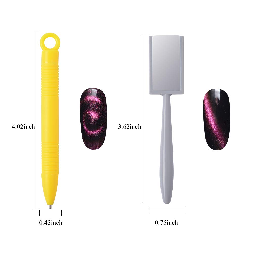 11-Piece Nail Magnet Tool Kit for Cat Eye Gel Polish - Magnetic Plate, Pen & Wand for DIY 3D Magnetic Nail Art | Perfect for Salon, Home Manicures & Nail Design Enthusiasts