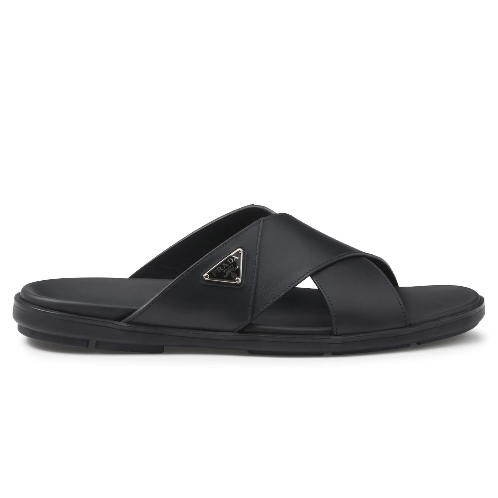 Prada Crisscross Leather Black Sandals for Women | Luxury Designer Strappy Sandals | Perfect for Summer, Beach & Casual Outings