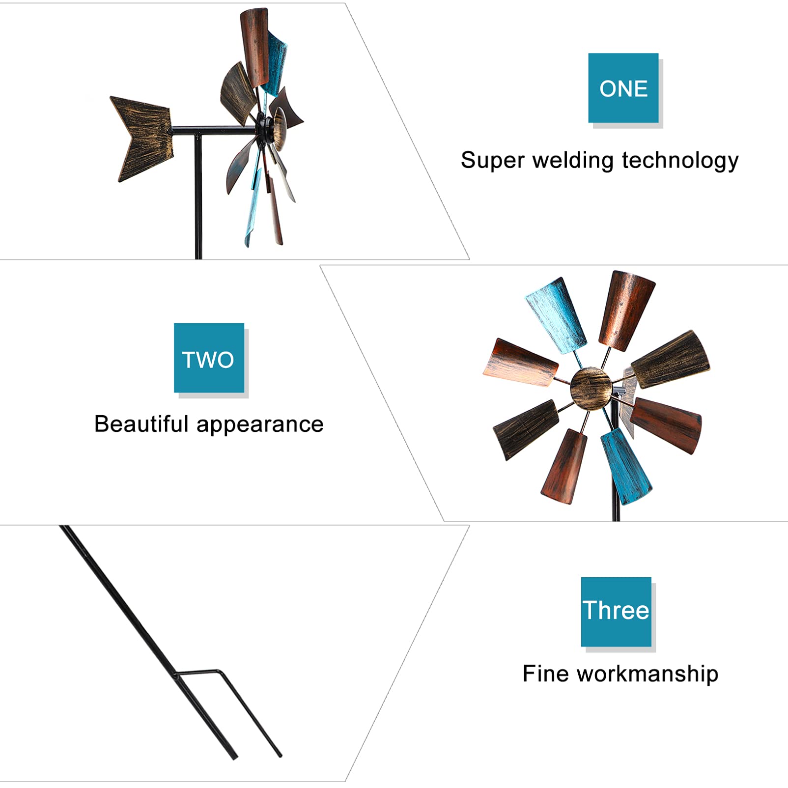 DOITOOL Metal Wind Spinner for Garden - Outdoor Decorative Windmill Toy, Christmas Holiday Yard Decor - Perfect for Patio, Lawn, and Backyard Decorations