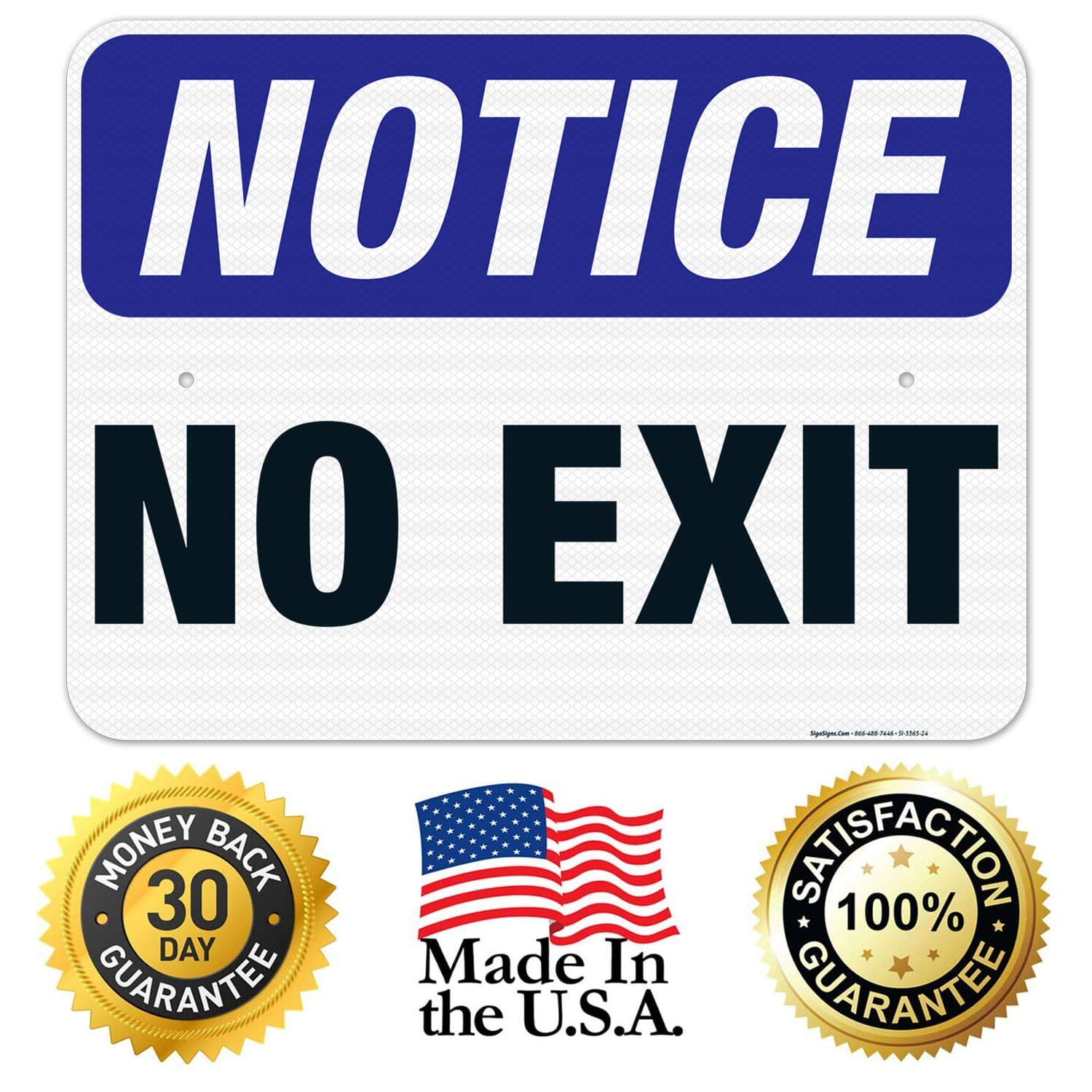 No Exit Sign - OSHA Compliant 18x24 Inch Reflective Aluminum Safety Sign | 3M EGP .080 Thick | Fade Resistant for Indoor & Outdoor Use | Made in USA | Perfect for Warehouses, Factories & Emergency Exits