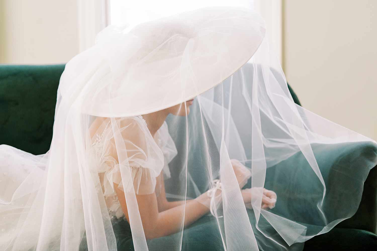 Dream Cloud Bridal Hat with Veil - Elegant Wedding Headpiece Style #2456 | Perfect for Bridal Showers, Ceremonies & Photo Shoots