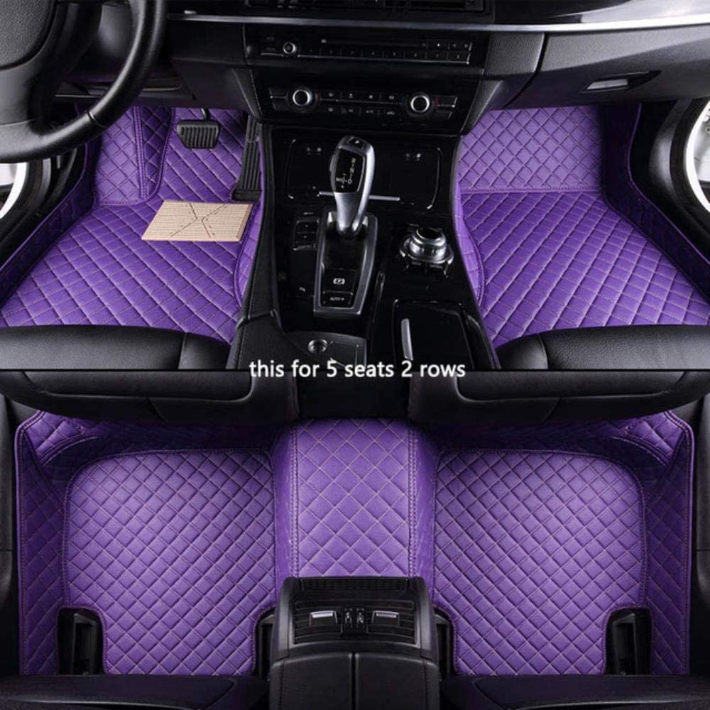 NYMCAR Custom Car Floor Mats - Full Coverage Non-Slip Leather Liners for 99% Sedan, SUV, Sports Wagon & Coupe | All-Weather Protection | Perfect for Daily Commute, Road Trips & Family Use (Purple)