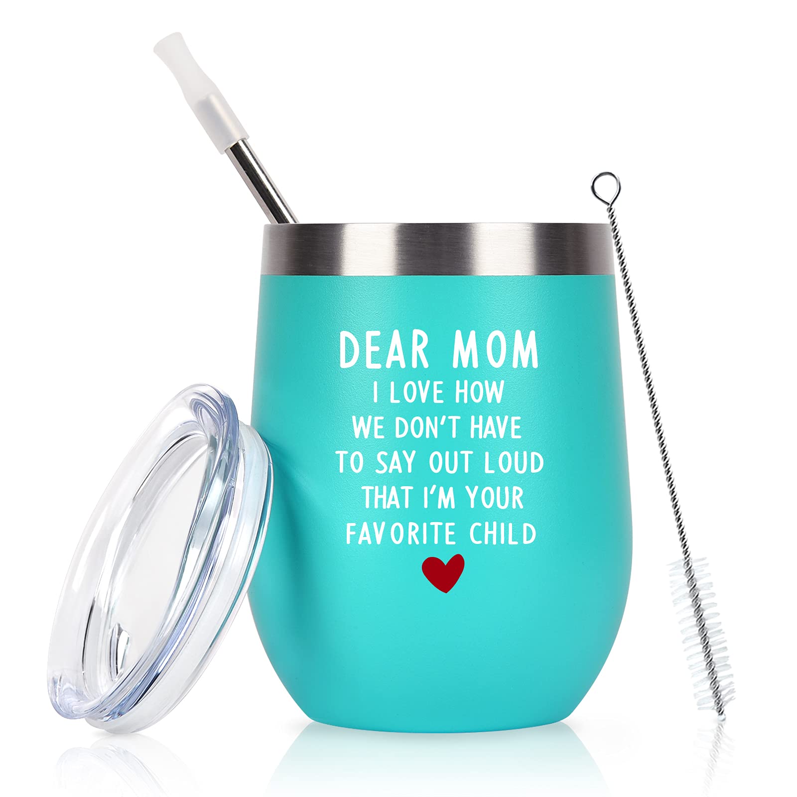 Lifecapido Insulated Wine Tumbler for Mom - 12Oz Stainless Steel with Lid, Perfect Birthday, Christmas & Mother's Day Gift for Mama, Mother, Mommy - Mint, Ideal for Coffee, Tea & Wine at Home or Office