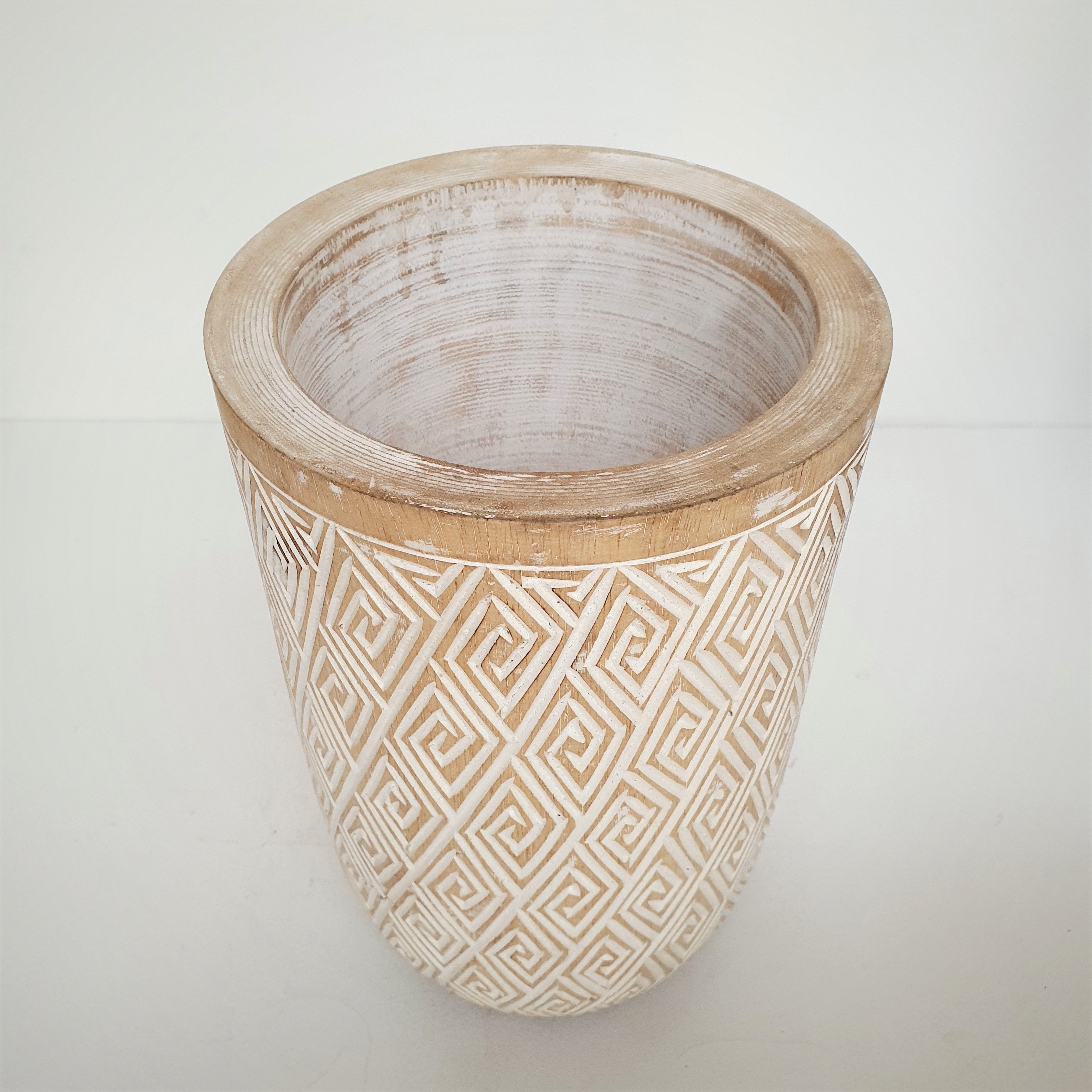 Handmade Wooden Timor Vase - Natural Teak Wood Home Decor for Living Room, Bedroom & Office - Perfect for Flowers, Centerpieces & Boho Style Interior Design
