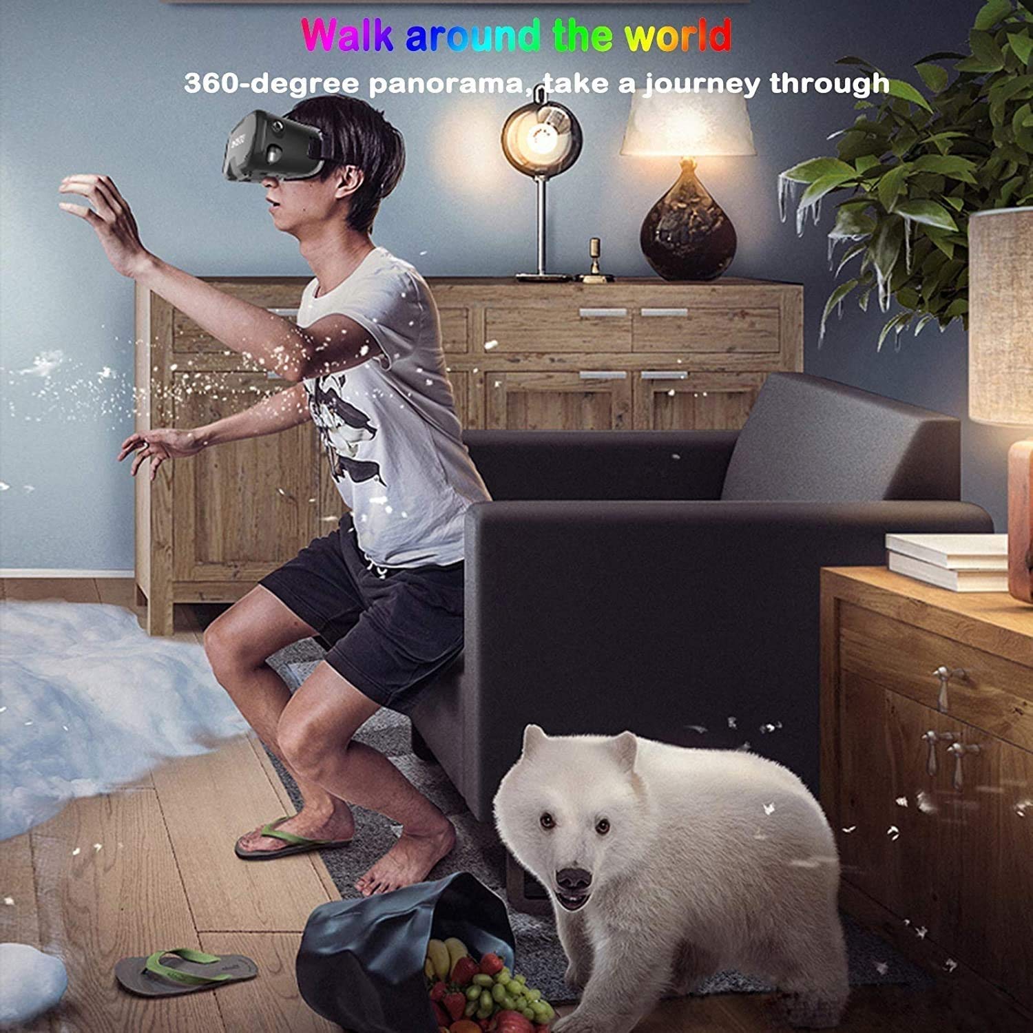 Anti-Blue Light VR Headset with Bluetooth Controller & Gamepad - 3D Virtual Reality Glasses for 4.5-6.7 Inch Screens | Perfect for Gaming, Movies & Immersive Experiences