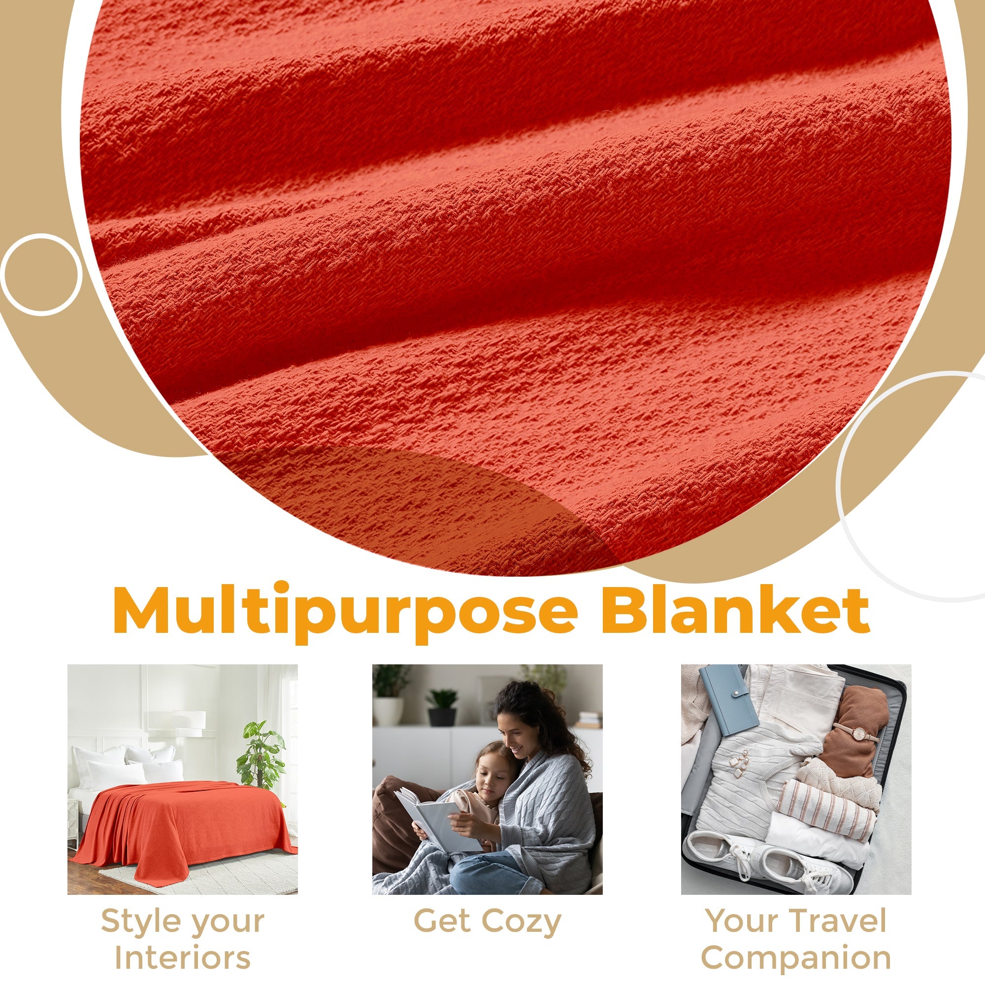 Premium Textured Cotton Waffle Weave Blanket - Soft & Breathable Throw for Bed, Sofa & Couch - Cozy Home Decor Gift for All Seasons