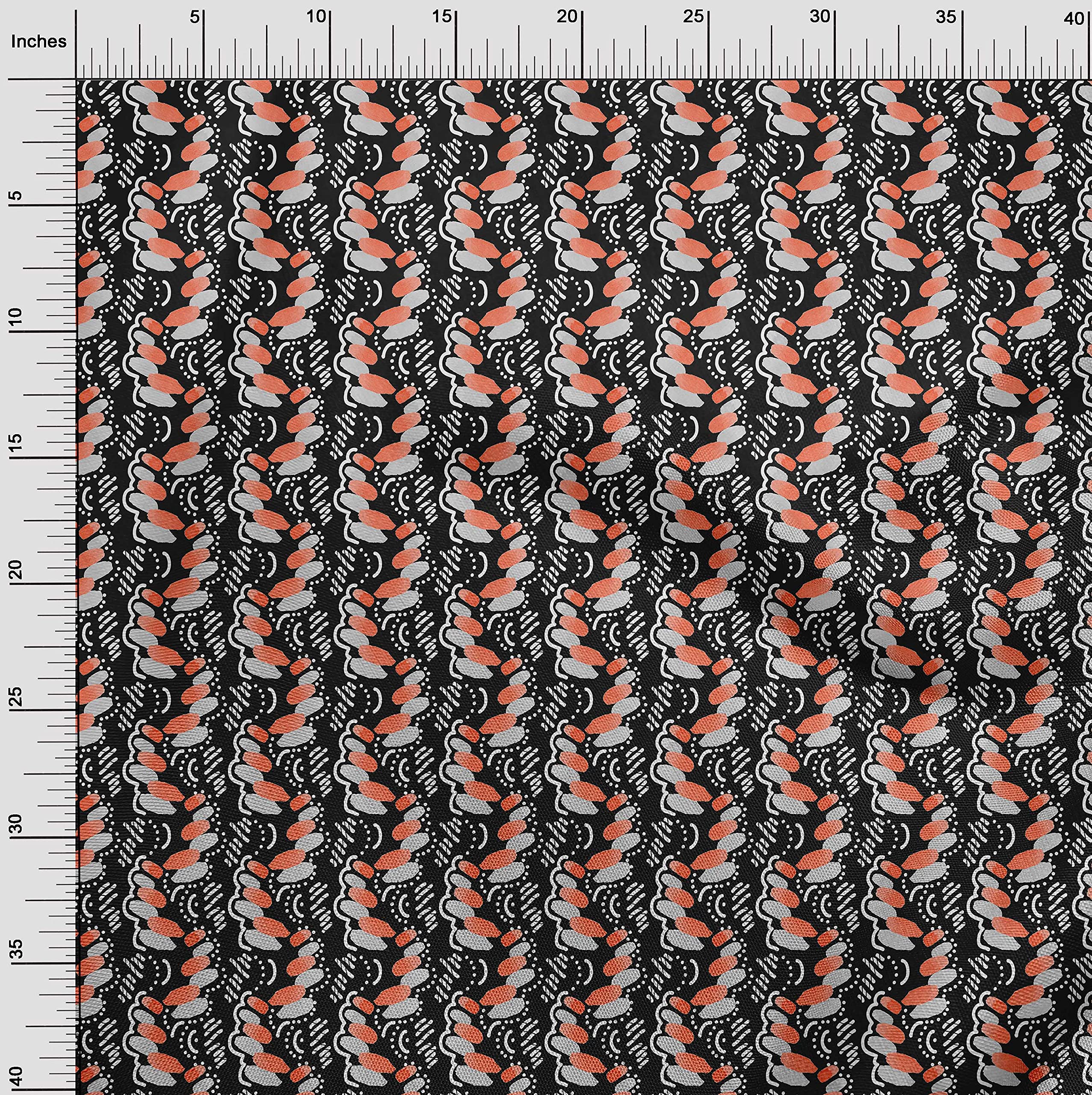 oneOone Velvet Black Fabric - 58 Inch Wide Printed Sewing Material for DIY Clothing & Crafts | Soft Abstract Design for Dresses, Curtains, Home Decor