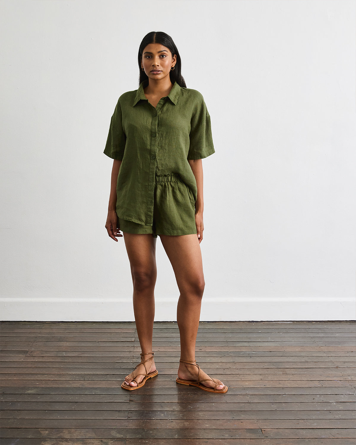 Marina Short Sleeve Shirt for Women - Olive Green Casual Top | Perfect for Summer Outfits, Beach Vacations & Everyday Wear