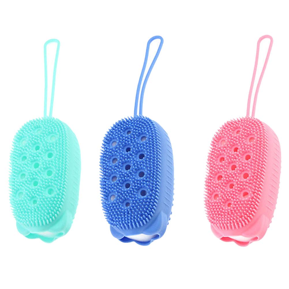 3pcs Silicone Bath Brushes - Double Sided Exfoliating & Massaging Shower Brush Set for Deep Cleansing & Relaxation - Perfect for Spa, Bath Time & Body Care Routine