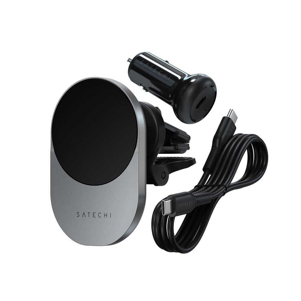 Satechi Qi2 Wireless Car Charger (Space Grey) - Fast Charging Phone Mount for iPhone & Android - Perfect for Commuting & Road Trips