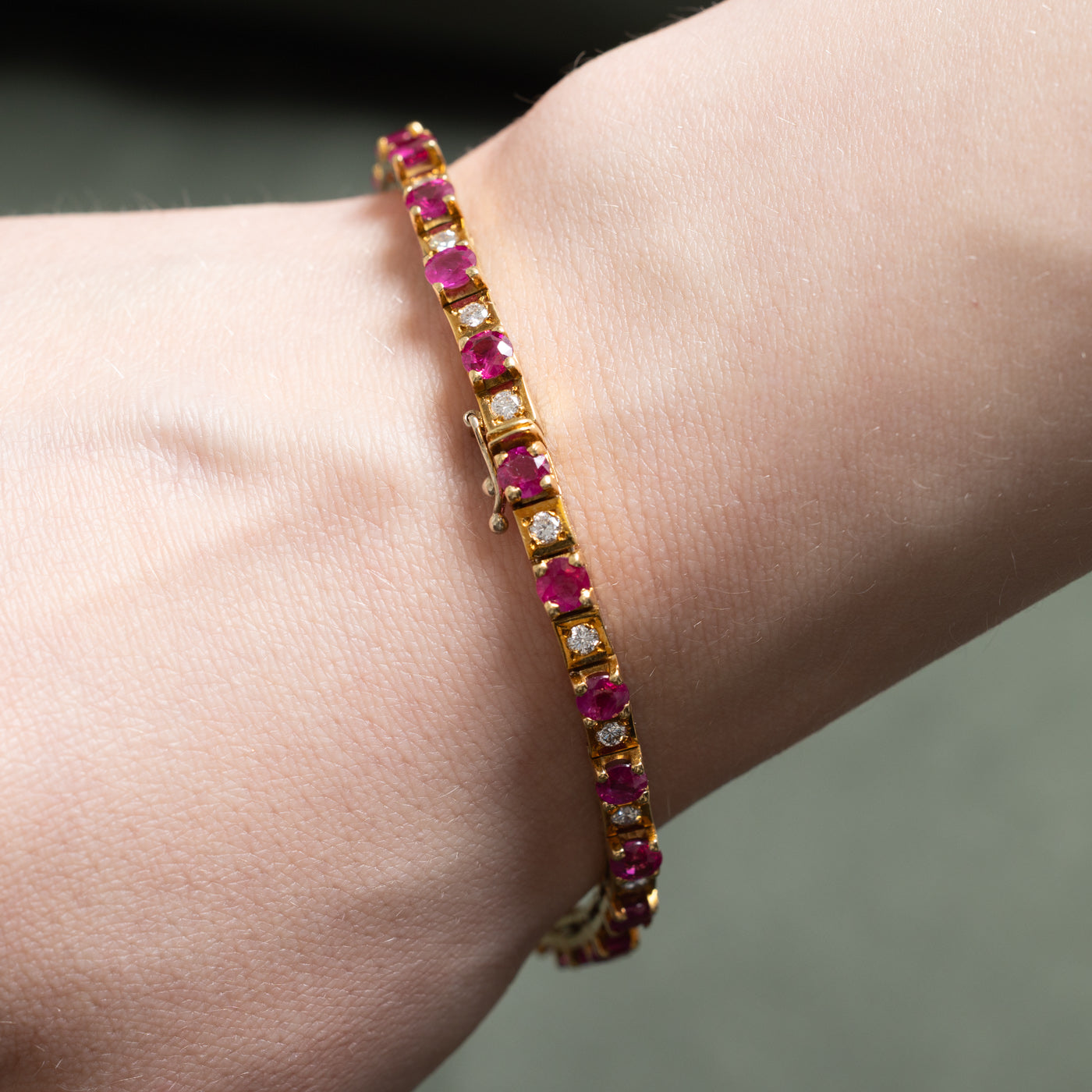 2002 London Hallmarked Burmese Ruby & Diamond Tennis Bracelet | 5.75ctw Genuine Ruby & 1.15ctw Diamonds | 7.25 Inch Luxury Jewelry for Women | Perfect for Weddings, Anniversaries & Special Occasions