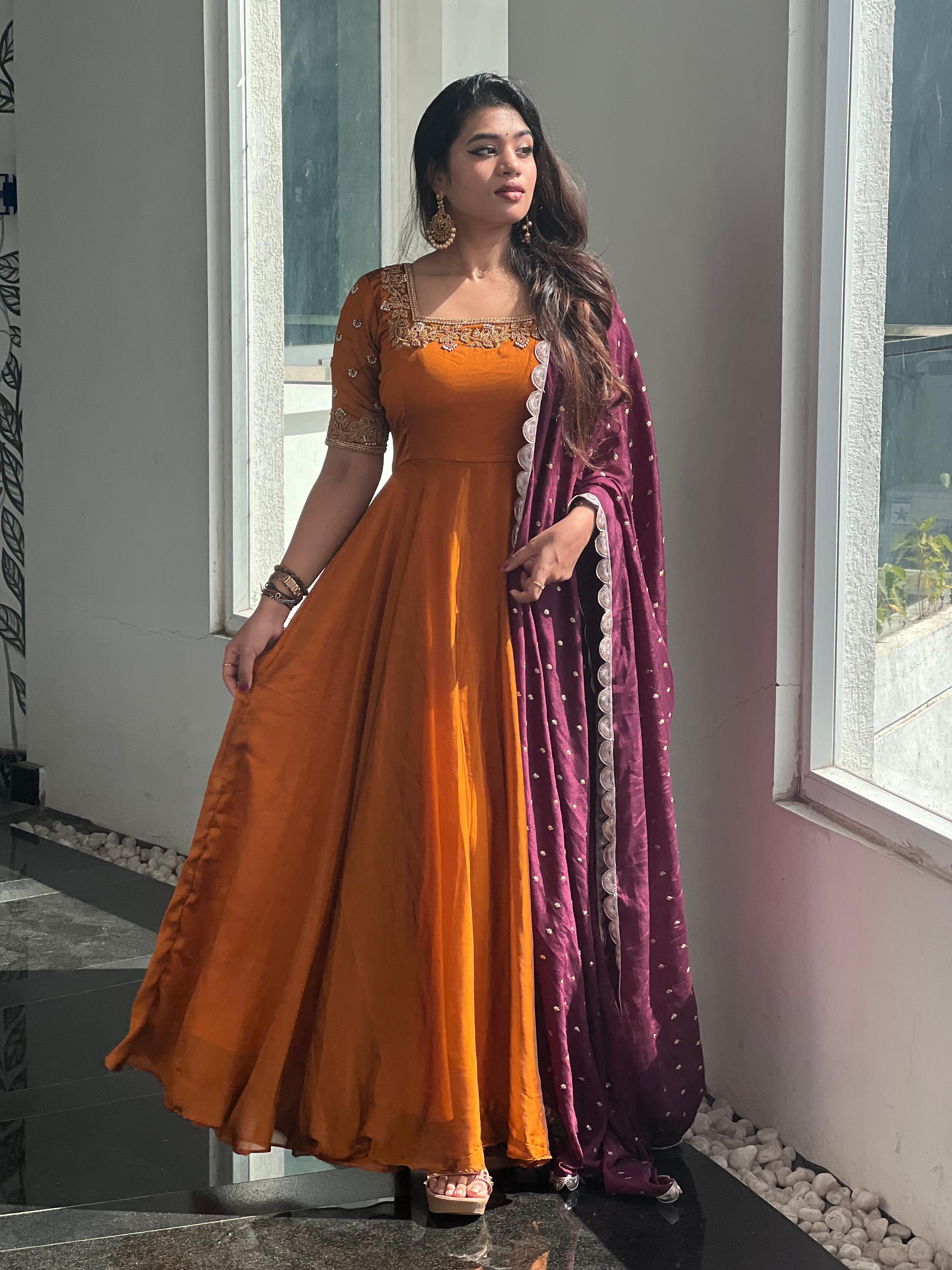 Brindha Premium Designer Anarkali Dress for Women - Elegant Indian Ethnic Wear for Parties, Weddings & Festive Occasions