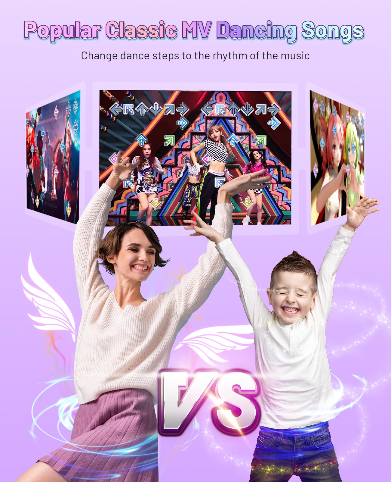 Wireless Dance Mat for Kids & Adults - Interactive Dance Pad with Camera for TV, Plug & Play Double Player Mode - Perfect for Family Game Night, Christmas & Birthday Gifts - Fun Fitness Activity for Home Entertainment