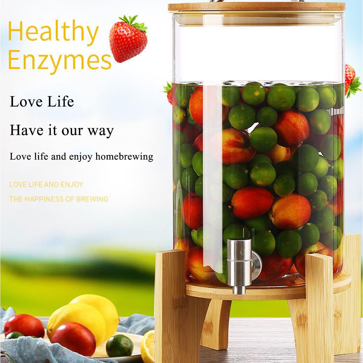 Stainless Steel Water Dispenser with Drip-Free Tap - 15L/12L Capacity, Wide Mouth for Easy Filling - Glass Beverage Dispenser for Home, Office, Parties & Outdoor Events