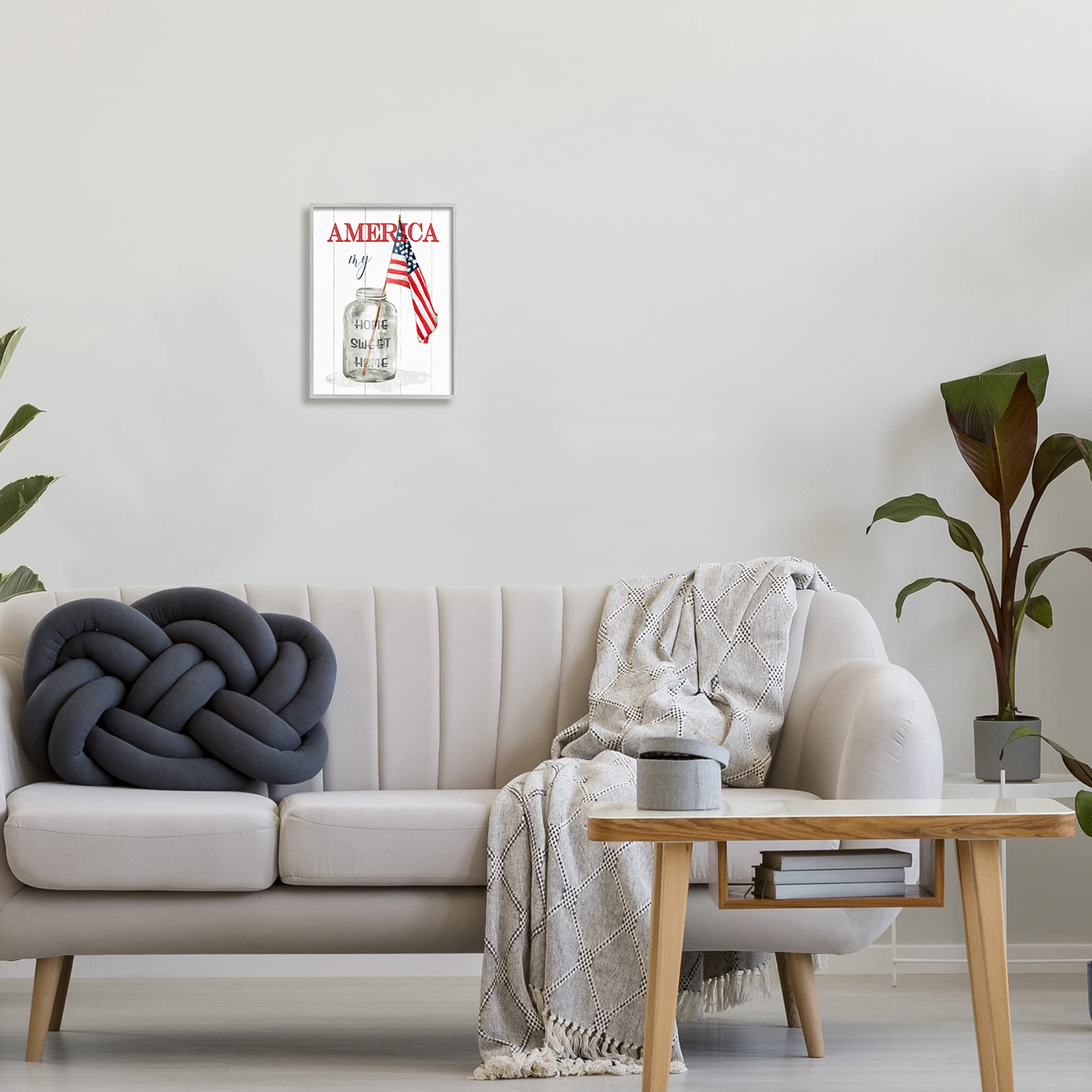 Stupell Industries 'America My Home Sweet Home' Patriotic Country Flag Wall Art - Designed by Livi Finn - Perfect for Living Room, Bedroom & Office Decor