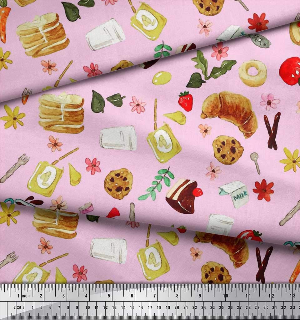 Soimoi 58 Inch Wide Velvet Fabric - Fruits, Bread & Donut Food Print for Sewing, DIY Crafts, Upholstery & Home Decor Projects | Perfect for Clothing, Quilting, Pillows & More