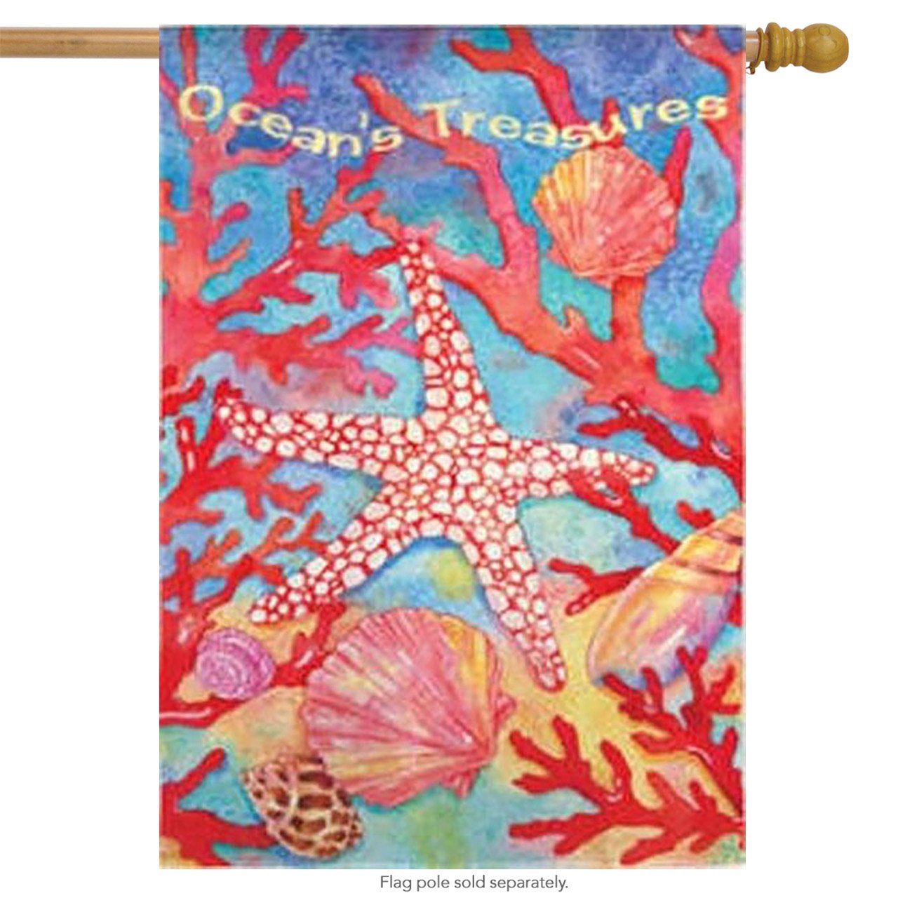 Ocean's Treasures Nautical Summer House Flag - Coastal Decor for Beach House, Porch & Garden - Perfect for Summer, 4th of July & Seaside Themed Parties