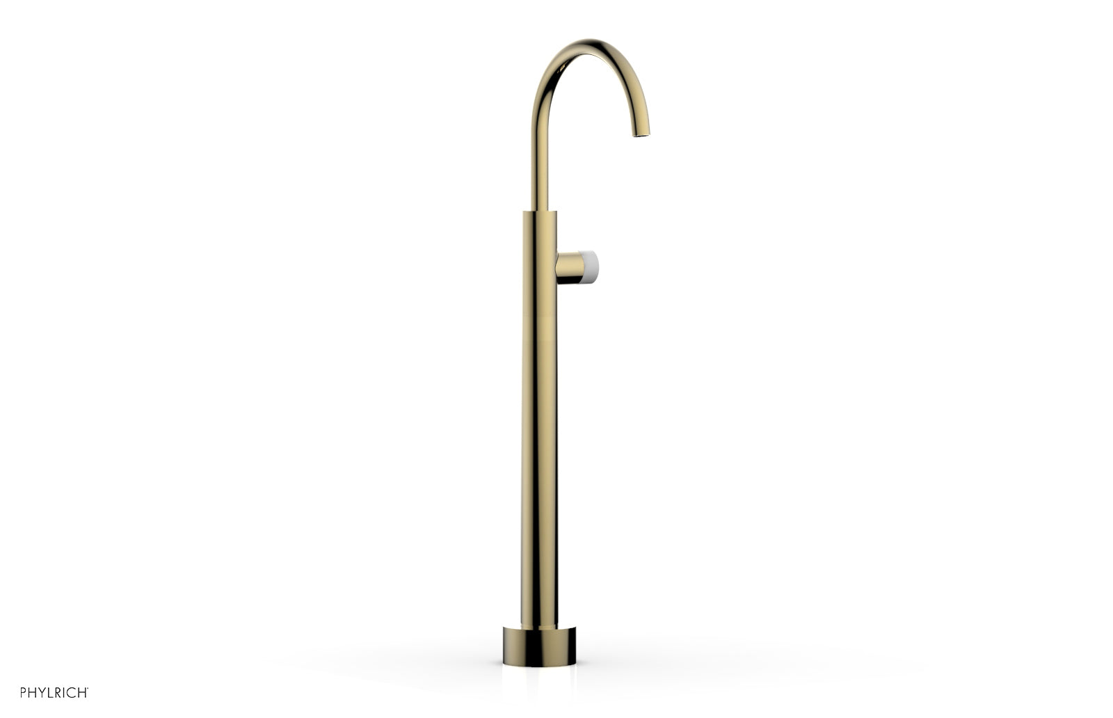 BASIC II Low Floor Mount Tub Filler with White Marble Handle - Model 230 47 04 - Perfect for Modern Bathroom Renovations and Spa-Like Bathtub Installations