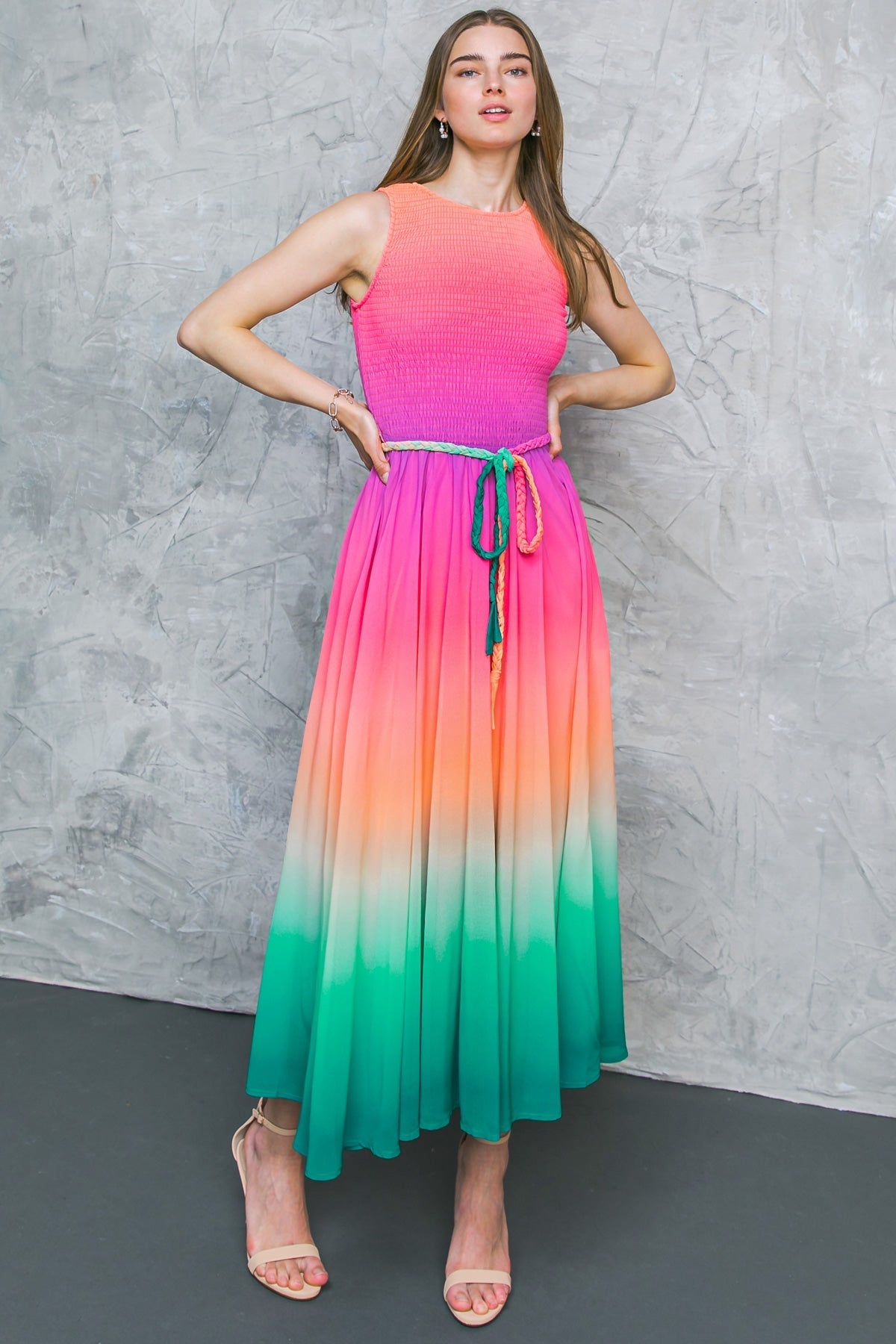 Elegant Woven Midi Dress for Women | Flowy Summer Dress for Casual Wear, Beach Outings & Date Nights