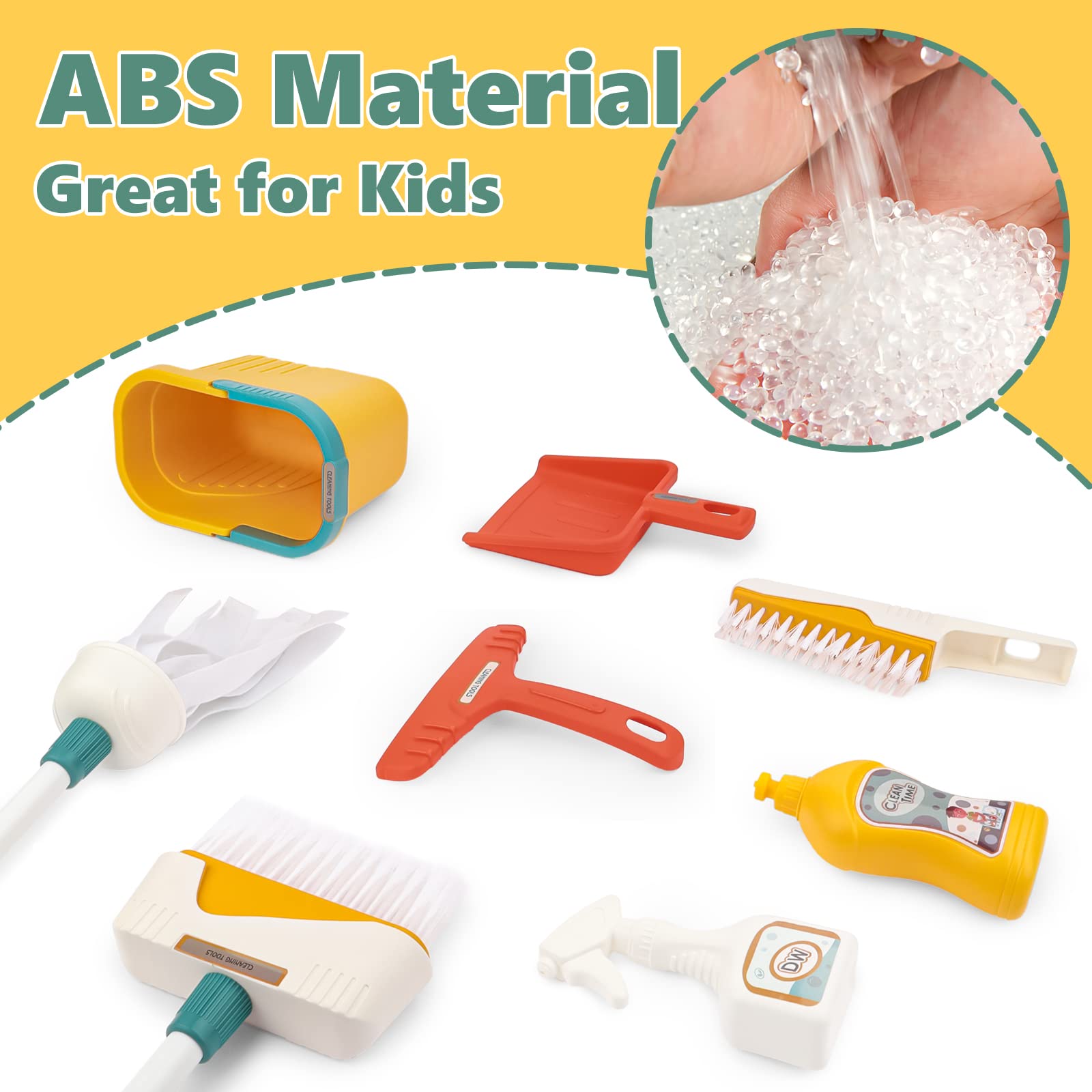 deAO Kids Cleaning Set 8pcs - Pretend Play Toy for Toddlers | Home Cleaning Fun