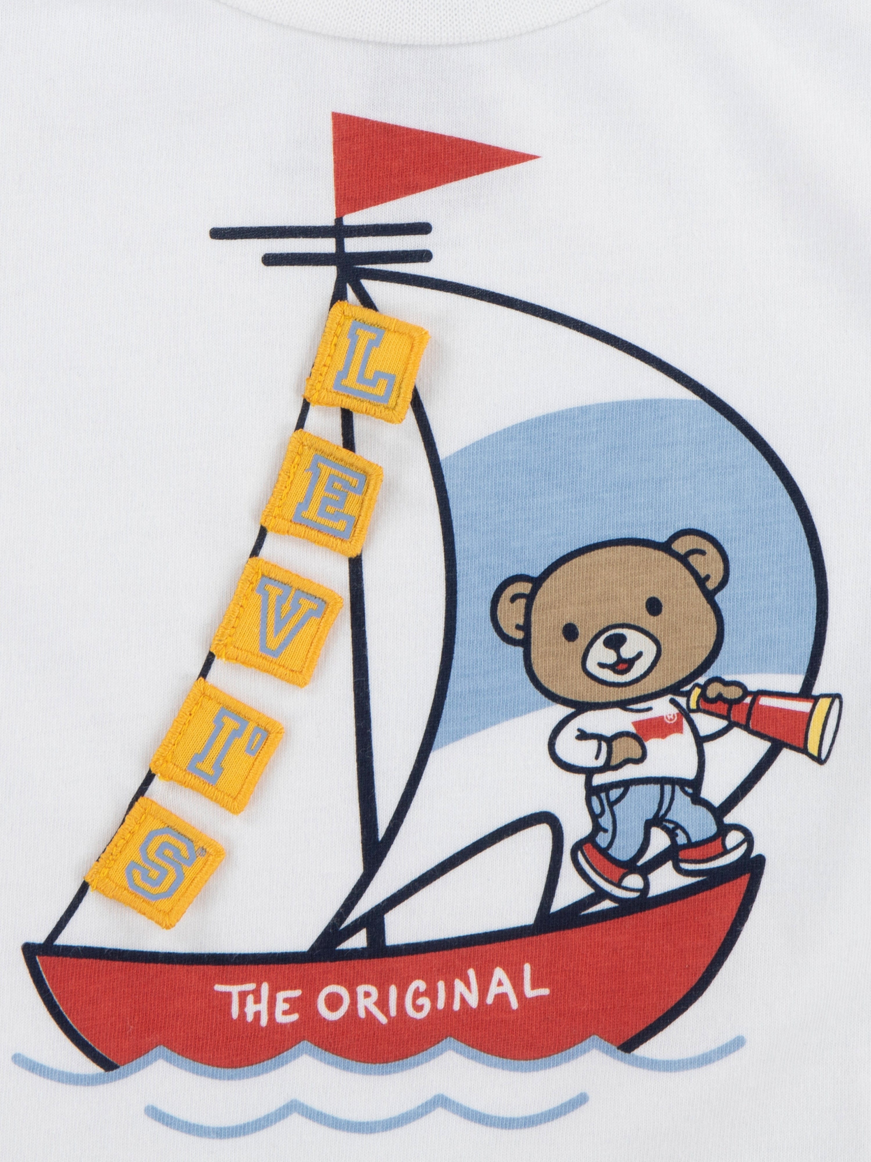 Baby Boys 3D Sailing Denim Outfit Set - Cute White Sailboat Print Romper & Hat - Perfect for Newborn Photoshoots, Beach Vacations & Summer Outings