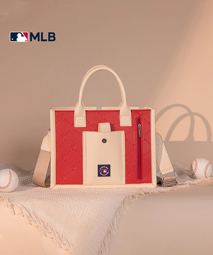 MLB Philadelphia Phillies Genuine Leather Stitched Tote Bag for Women & Men - Stylish Baseball Fan Gift & Game Day Accessory - Perfect for Shopping, Beach & Sports Events
