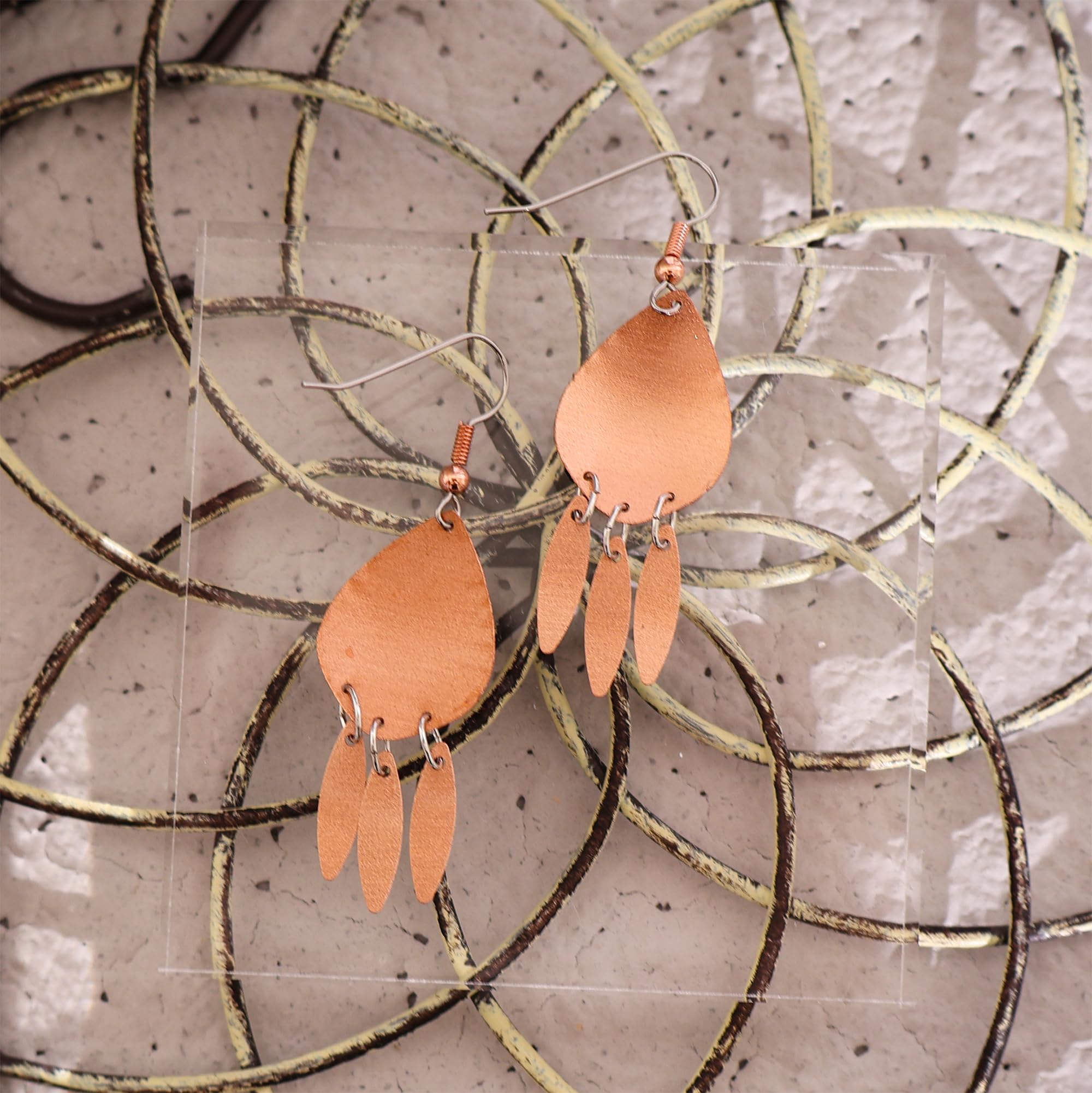 Handmade Southwest Native American Tribal Earrings for Women - Aztec Dangle Earrings in Copper | Artisan-Crafted Jewelry for Boho, Festival & Everyday Wear