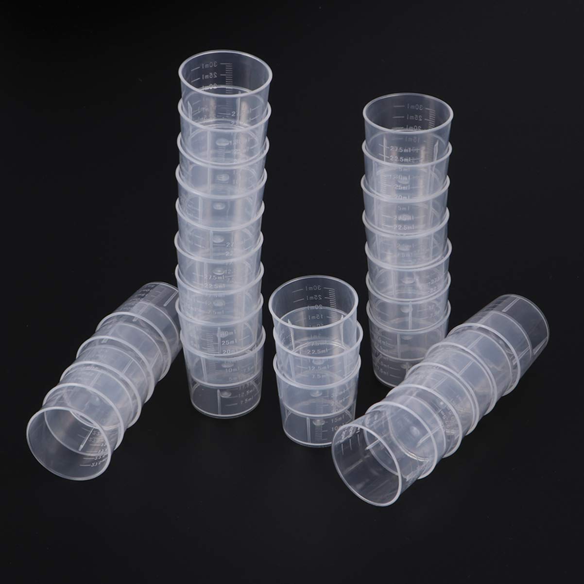 30pcs 30ml Plastic Graduated Measuring Cups - Clear Kitchen Measuring Tools for Baking, Cooking & Lab Use