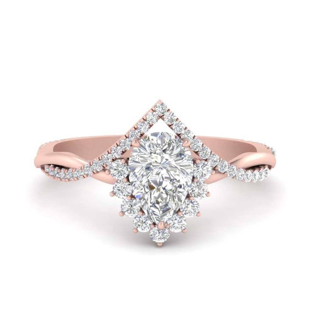 Rose Gold Plated Pear Cut CZ Halo Ring with Gemstone - Elegant Wedding & Engagement Jewelry for Women, US Size 4-12 - Perfect Gift for Wife, Anniversary & Valentine's Day