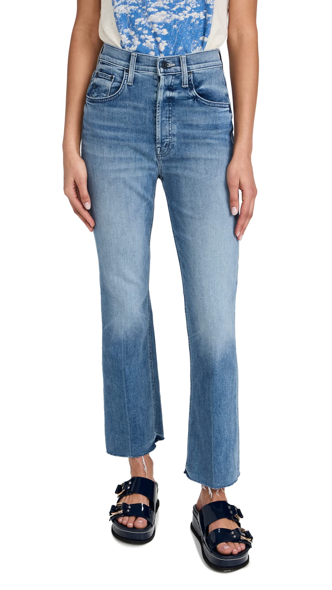 MOTHER Women's The Tripper Distressed Ankle Fray Jeans - High Waist Skinny Denim Pants for Casual Outfits & Street Style Fashion