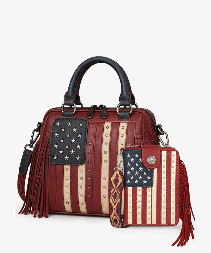 Montana West Liberty Doctor 3 Way Crossbody Bag - Limited Edition Patriotic Fringe Handbag for Women | Perfect for Work, Travel & Casual Outings