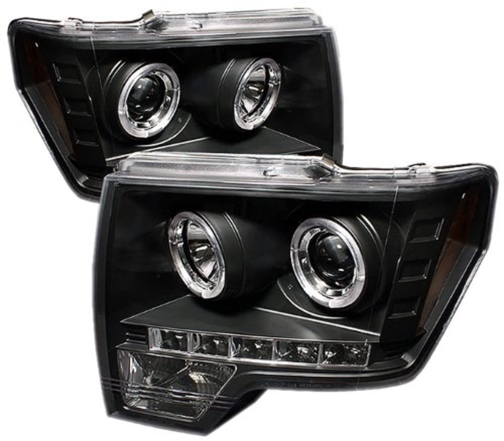 Ford F150 09-14 Projector Headlights - Halogen, LED Halo - Black for Night Driving