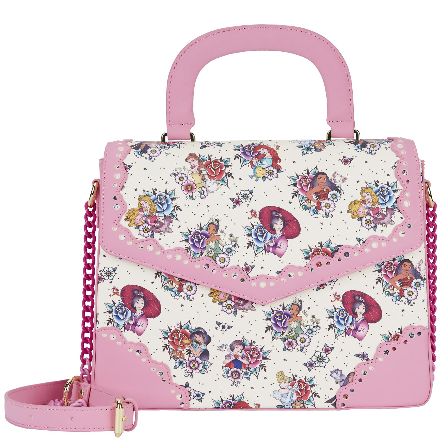 Disney Princess Tattoo Print Crossbody Bag - Loungefly AOP Mini Backpack for Women | Perfect for Theme Parks, Cosplay & Disney Fan Accessories