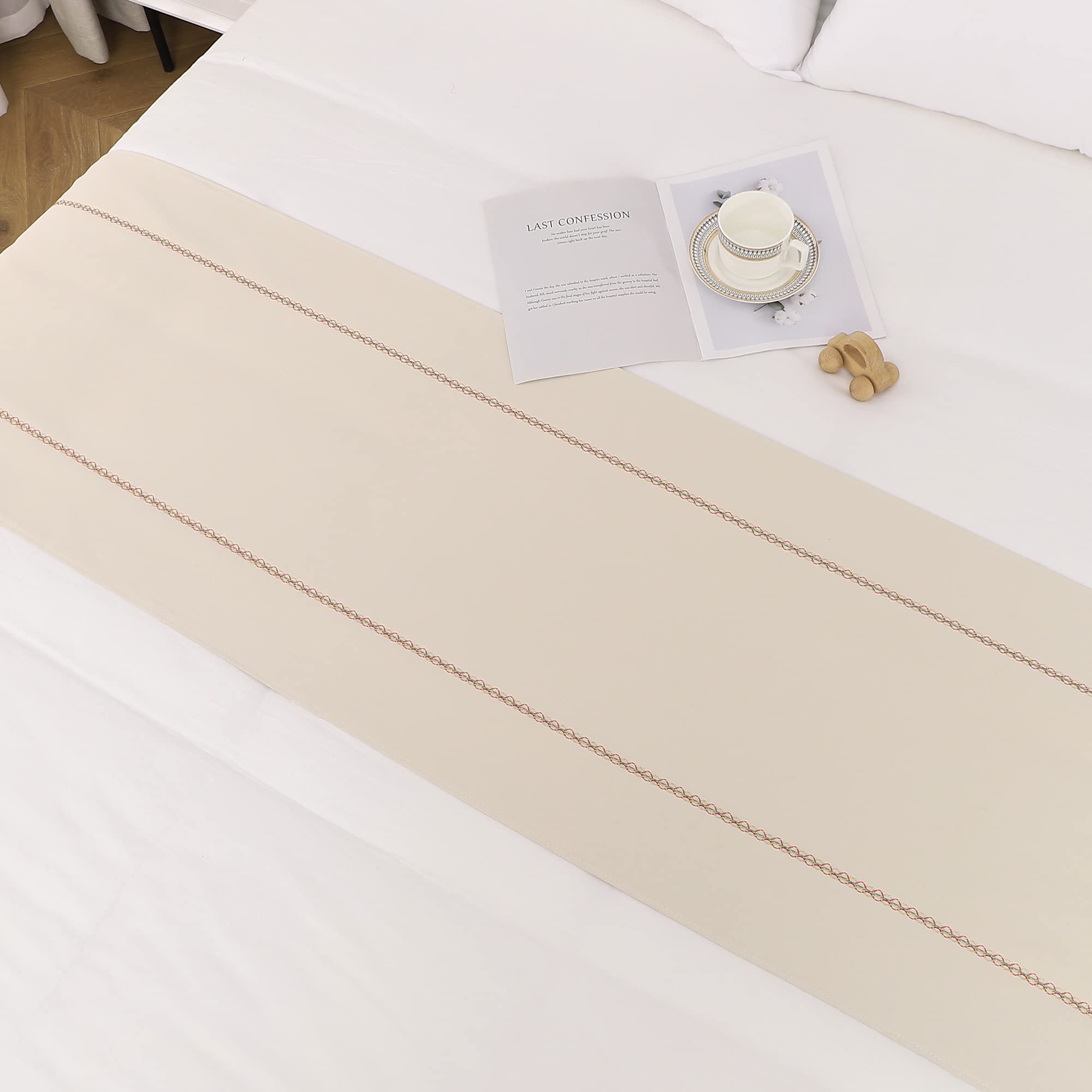 King Size Bed Runner 260x50cm - Luxury Beige Bed Throw for Foot of Bed, Elegant Bedding Scarf for Bedroom, Hotel & Wedding Decor | Perfect for Master Bedrooms, Guest Rooms & Special Occasions