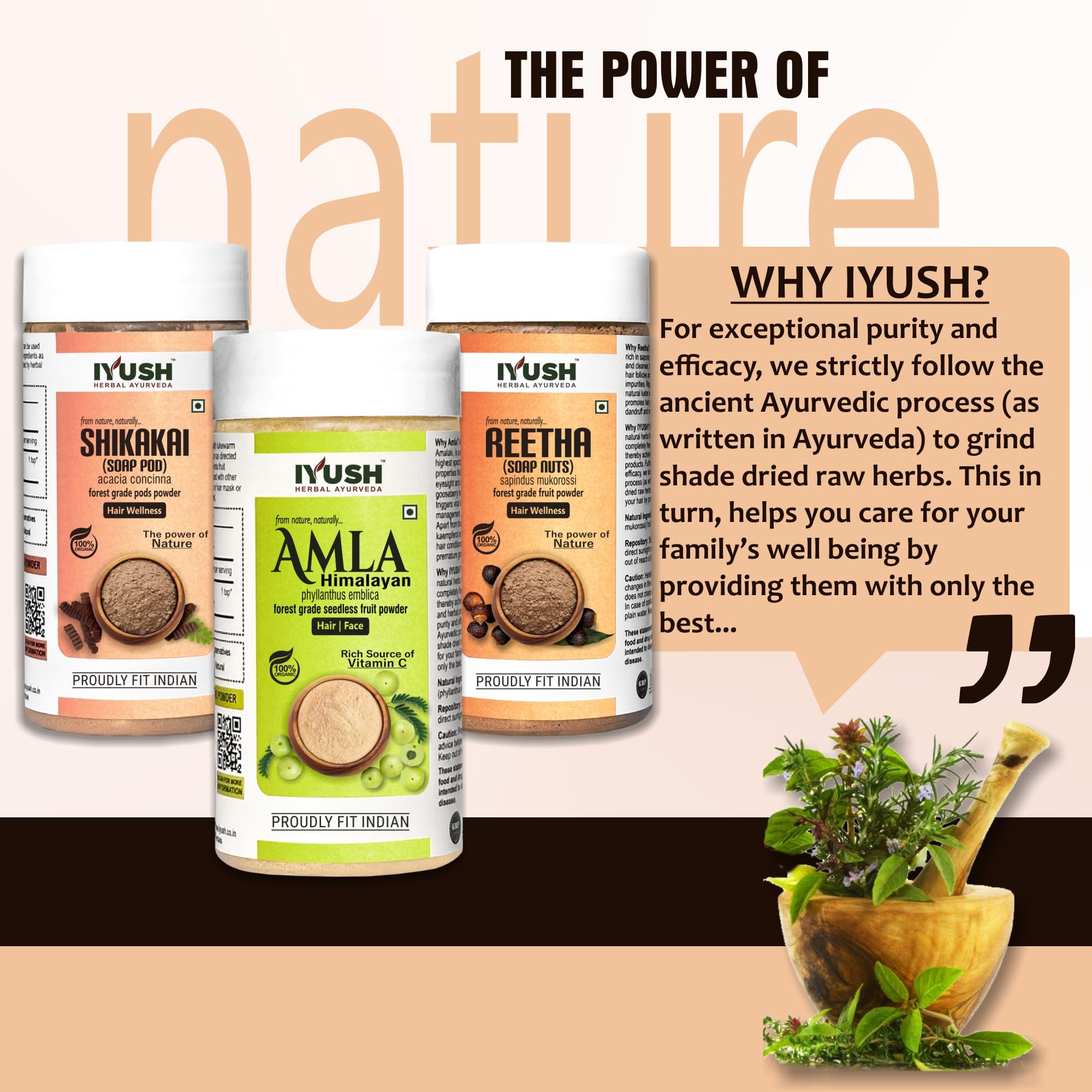 Organic Amla Reetha Shikakai Powder for Hair Growth & Scalp Care - Ayurvedic Herbal Hair Pack (3x100g) | Natural Shampoo Alternative for Dandruff, Hair Fall & Shine - Perfect for DIY Hair Masks & Ayurvedic Hair Care Routines
