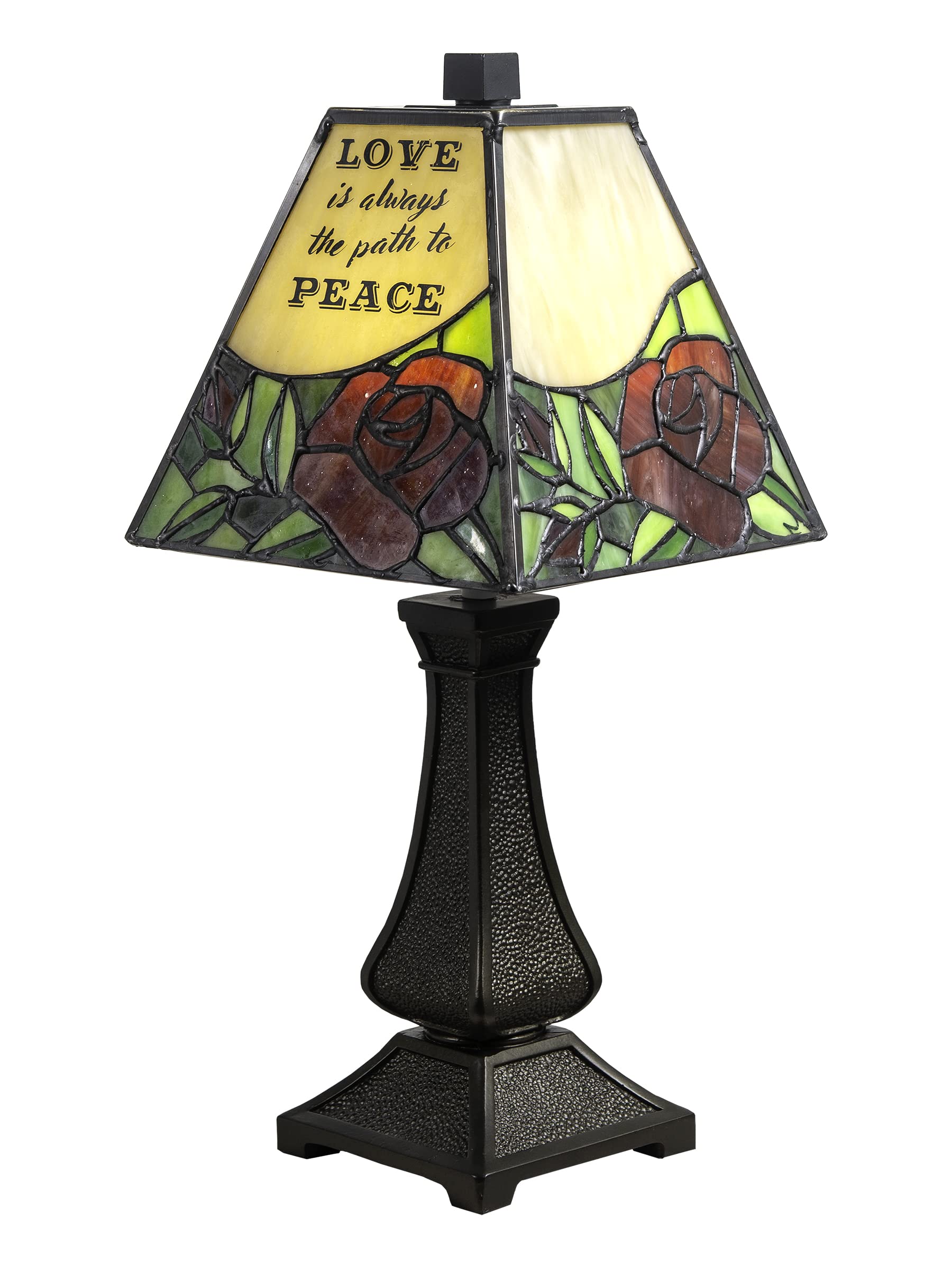 Dale Tiffany TA20258 Inspirational LED Rose Tiffany Accent Lamp in Antique Bronze - Perfect for Home Decor, Bedroom Nightlight & Romantic Gift Idea