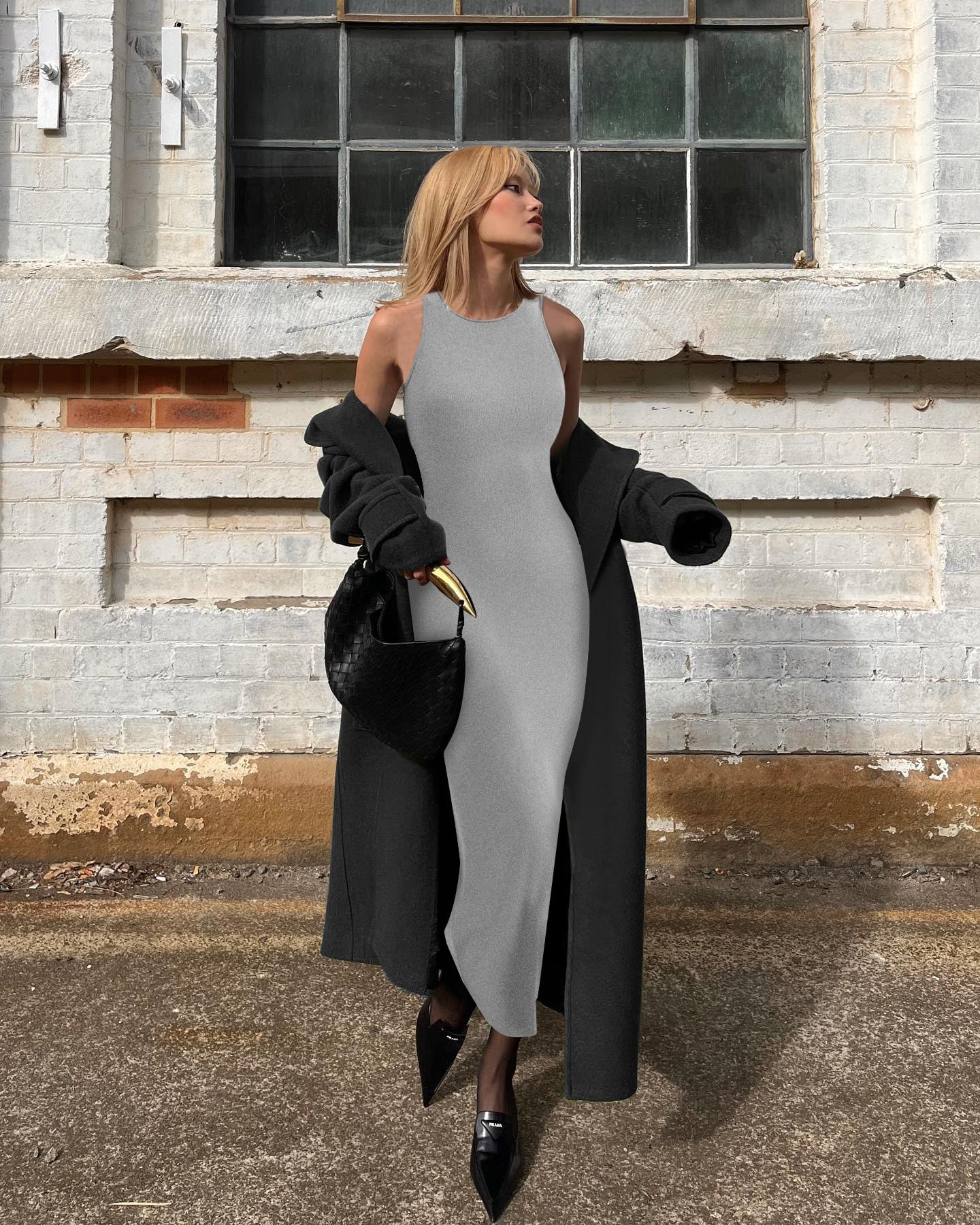 Relety Women's Bodycon Maxi Dress - Ribbed Lounge Tank Long Dress with Elegant Halter Neck, Casual Sleeveless Summer Dress for Beach, Party & Evening Wear
