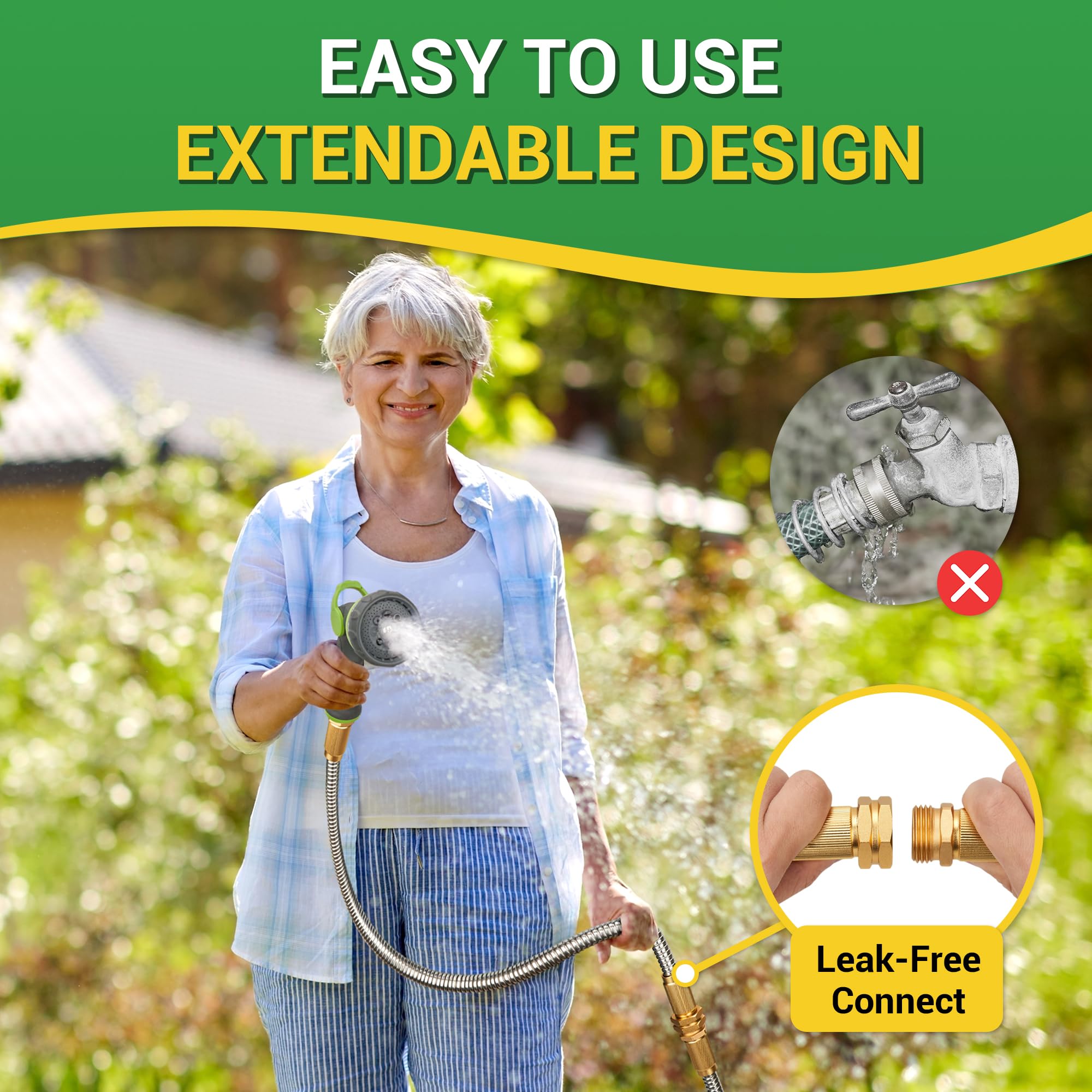 3FT Heavy Duty 304 Stainless Steel Garden Hose - Flexible Metal Water Hose with Female to Female Fitting for Outdoor Use, Hose Reel, Dehumidifier & RV - Perfect for Gardening, Car Washing and Outdoor Watering