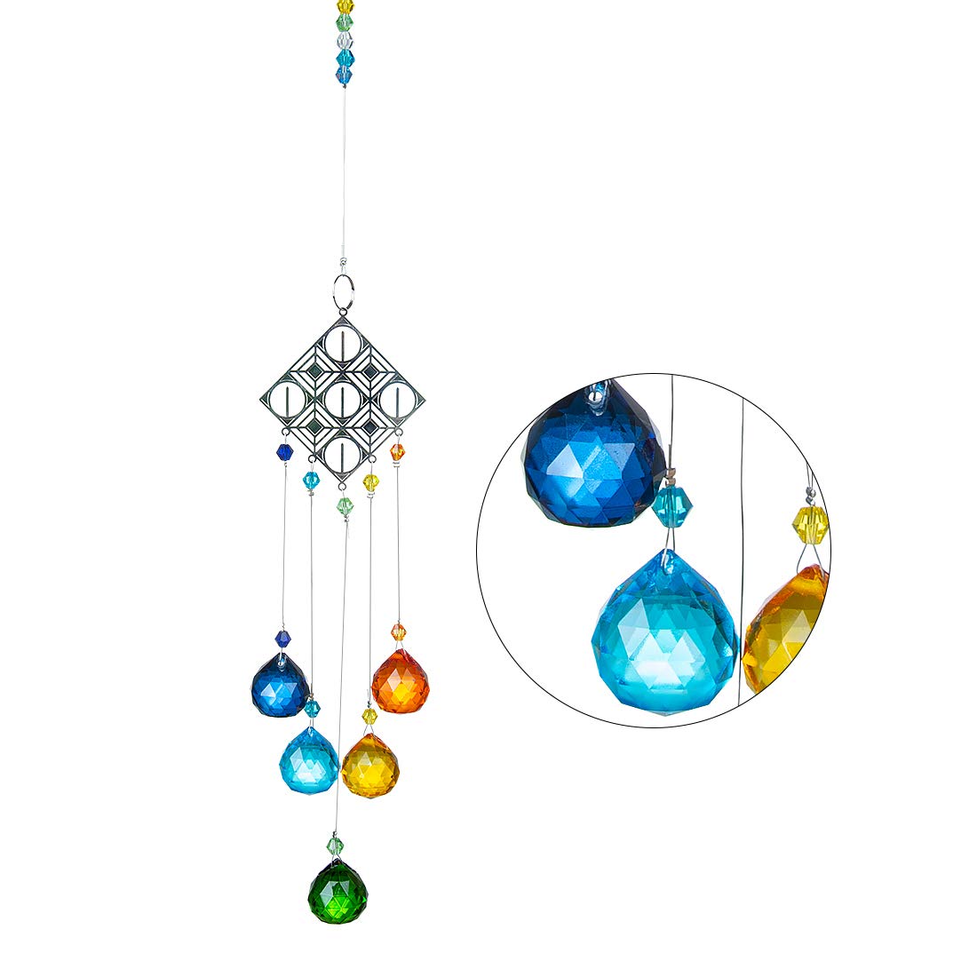 Rhombus Chakra Crystal Ball Suncatcher - Rainbow Maker Window Hanging Pendant for Meditation, Wedding Decor, Home & Garden Ornament - Perfect for Yoga Rooms, Spiritual Healing Spaces and Bohemian Interior Design