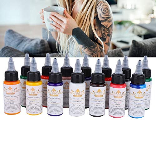 14 Colors Semi-Permanent Tattoo Ink Set - Vibrant Pigments for Eyebrow, Eyeliner & Lip Tattoos | Professional Long-Lasting Cosmetic Tattoo Ink | Perfect for Tattoo Artists, Beauty Salons & Home Use