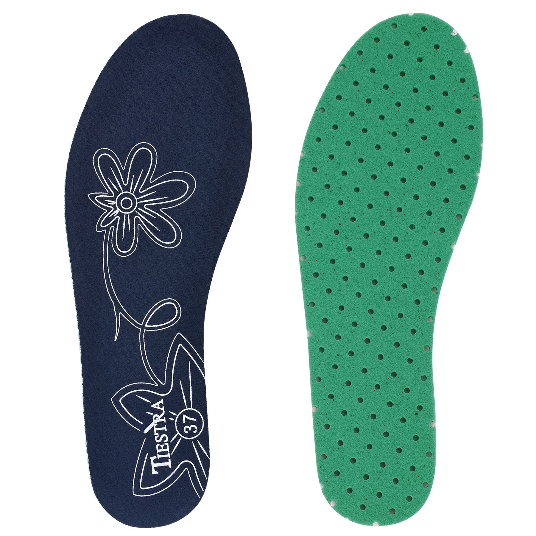 **TIESTRA Flat Foam Insoles for Women - Comfort Cushion Replacement for Work Boots, Running, Hiking, Walking & Sports Shoes - Blue (Size 36EU/US5) - Perfect for All-Day Comfort & Support**    *(Use Case: Ideal for work, gym, travel, or daily wear to reduce foot fatigue and enhance comfort.)*