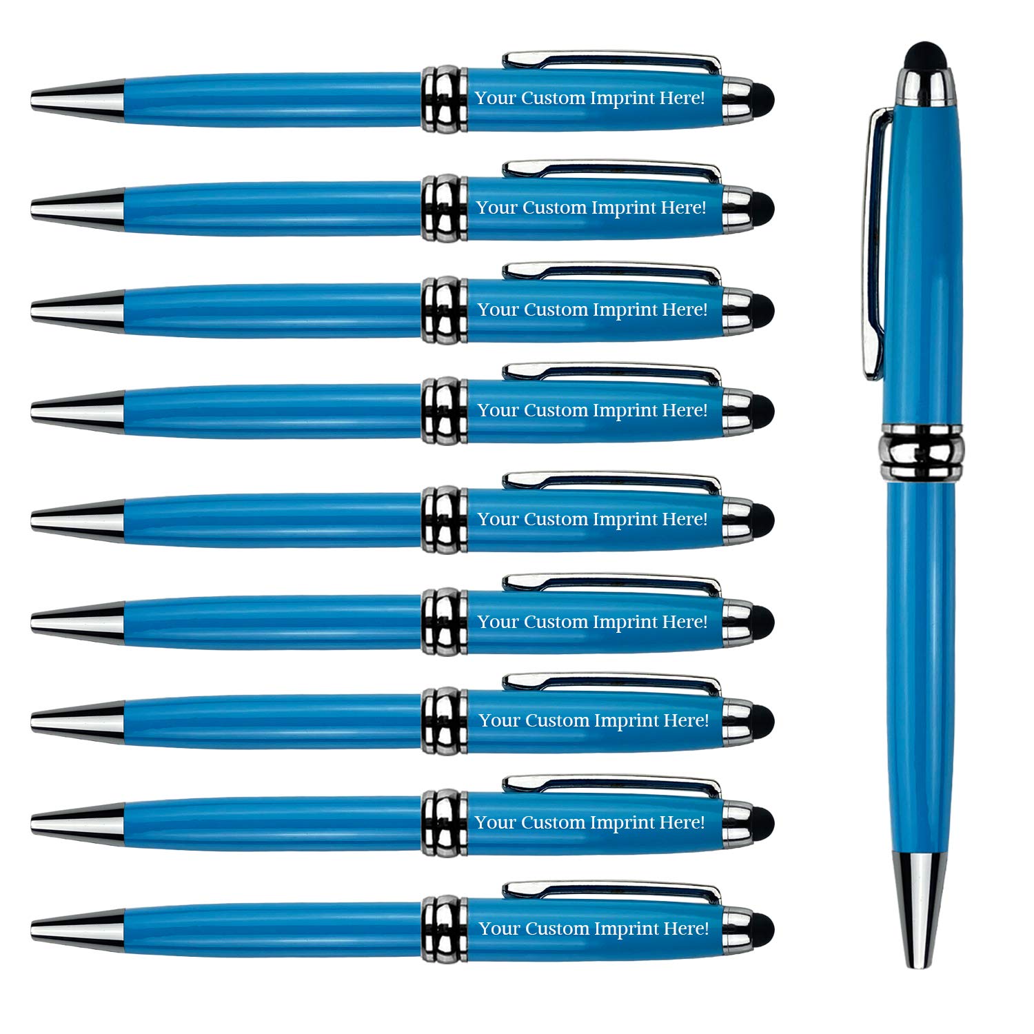 Ancolo Custom Engraved Pens with Stylus Tip - Premium Fine Point Ballpoint Pens for Office, Bank & Business - Personalized with Team Name, Phone Number or Slogan - 10 Pens/Box - Ideal for Corporate Gifts, Meetings & Hotel Lobbies