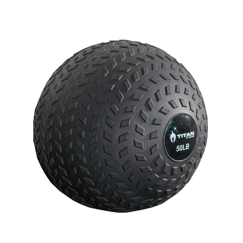 Titan Fitness Rubber Tread Slam Ball - Dead Bounce Weighted Exercise Ball for Strength Training, CrossFit & Functional Fitness - Perfect for Throwing, Catching, Slamming & Twisting Workouts - Home Gym & Outdoor Training Equipment