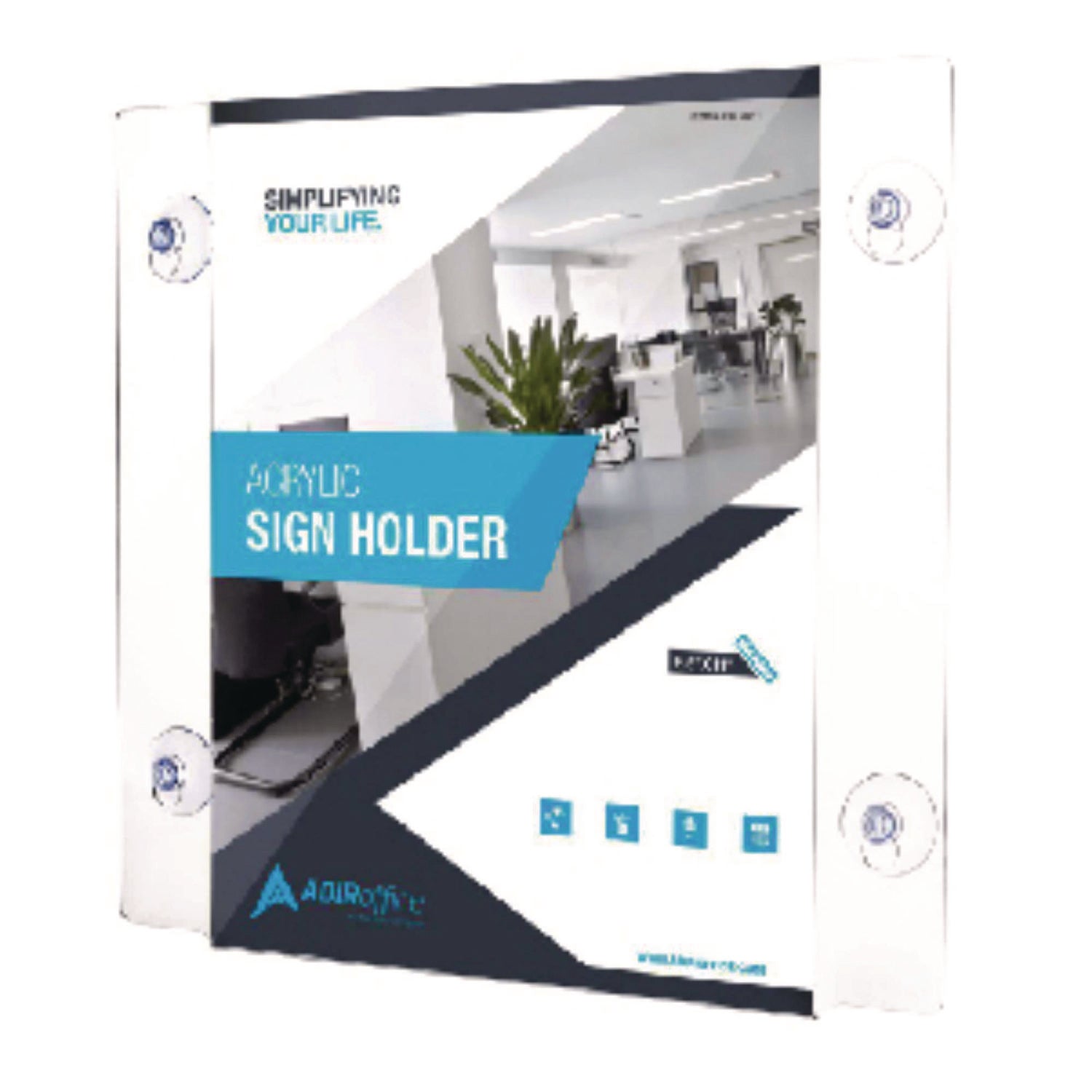 AdirOffice Clear Acrylic Suction Mount Window Sign Holders - 8.5